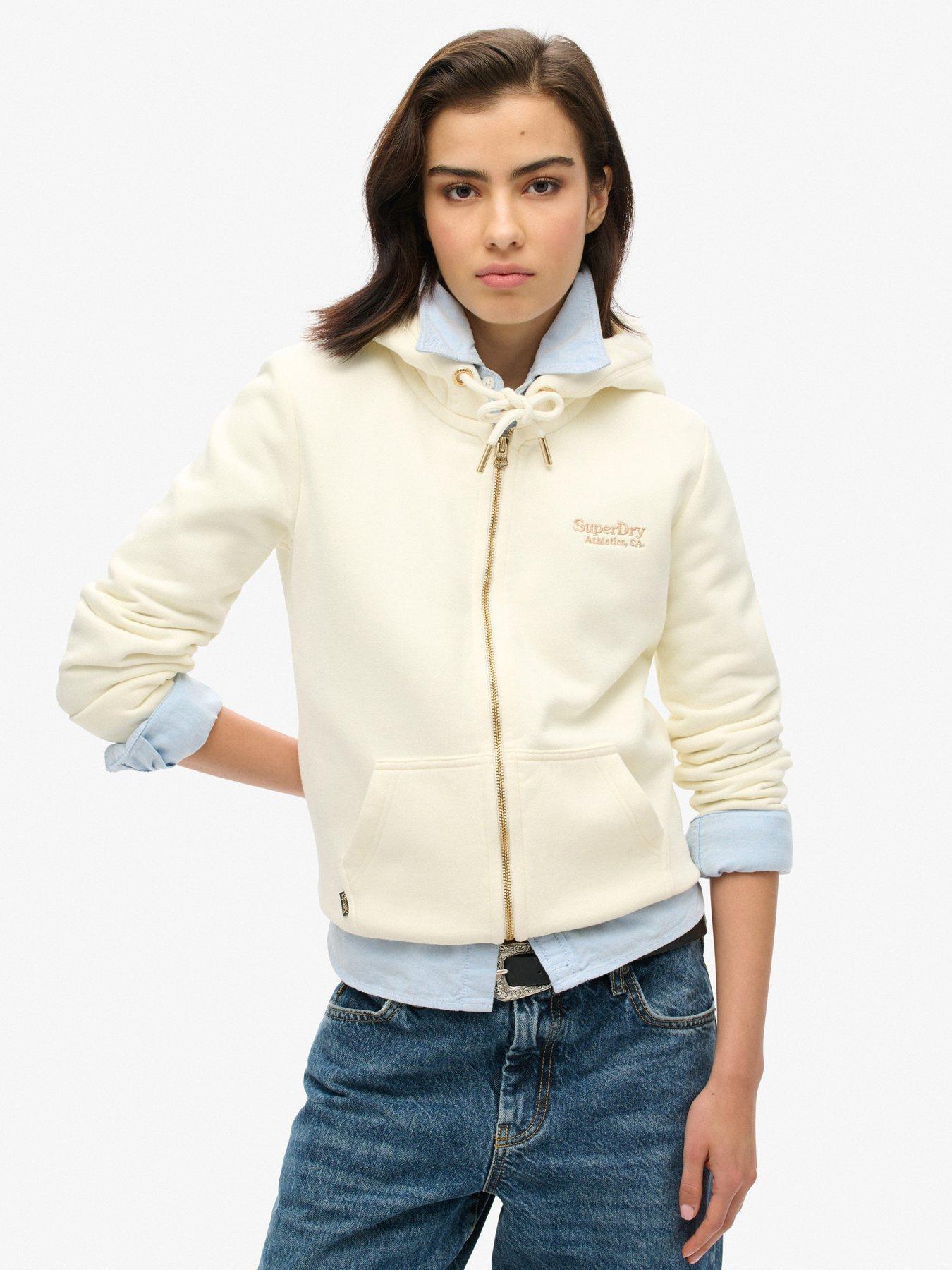 Superdry white zip hoodie sale