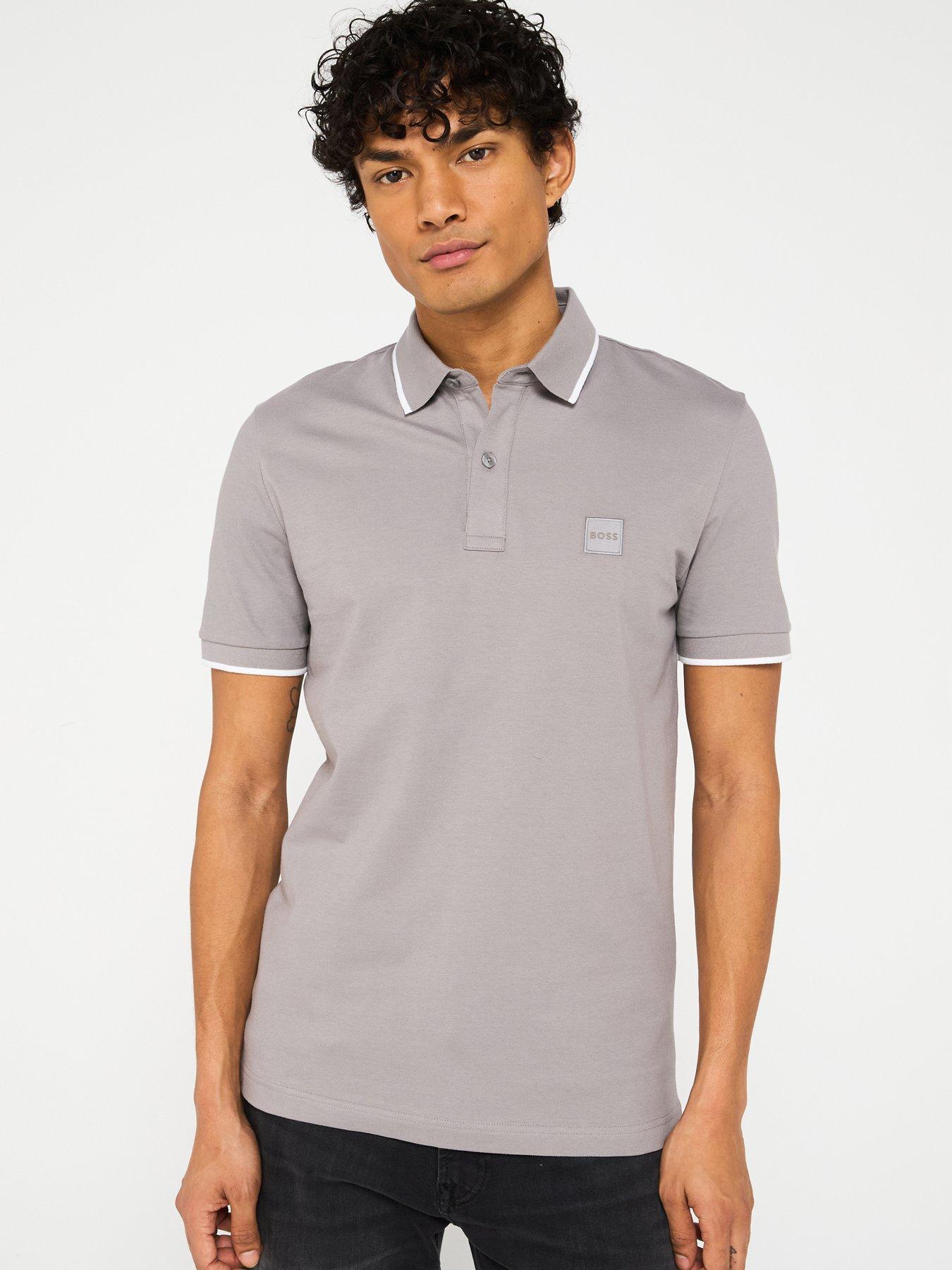 Image 4 of 4 of BOSS Passertip Slim Fit Short Sleeve Polo Shirt - Grey