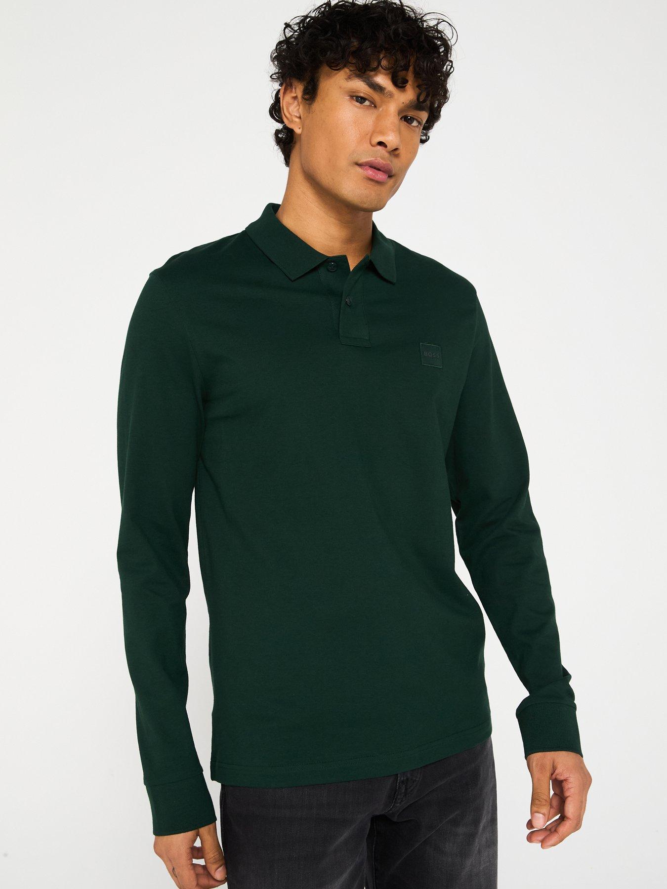 Dark Green Mens Long Sleeve Polo Top Buy Adidas Golf Loose Fit