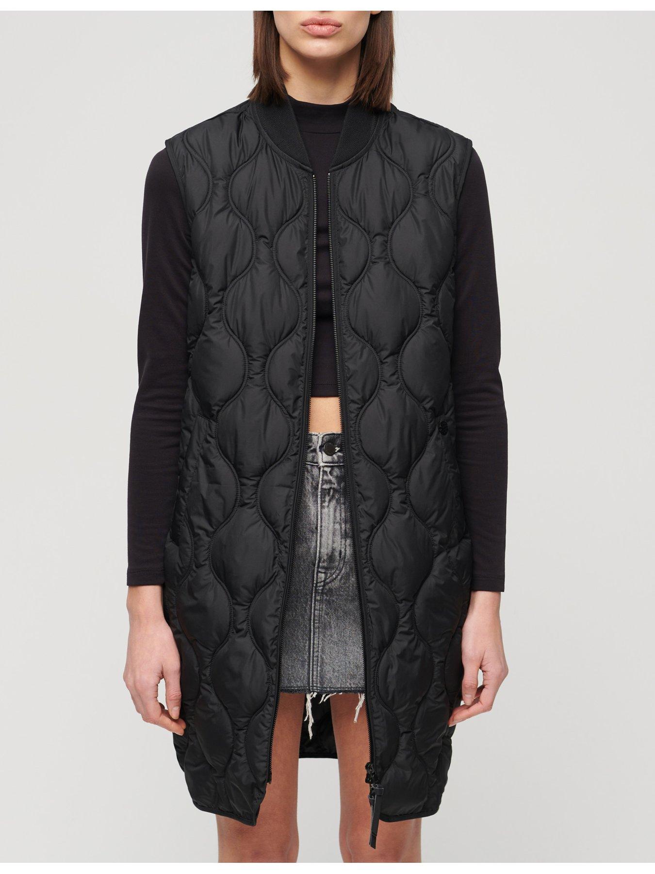 Superdry STUDIOS LONG LINER GILET W5011659A Black Talla 8
