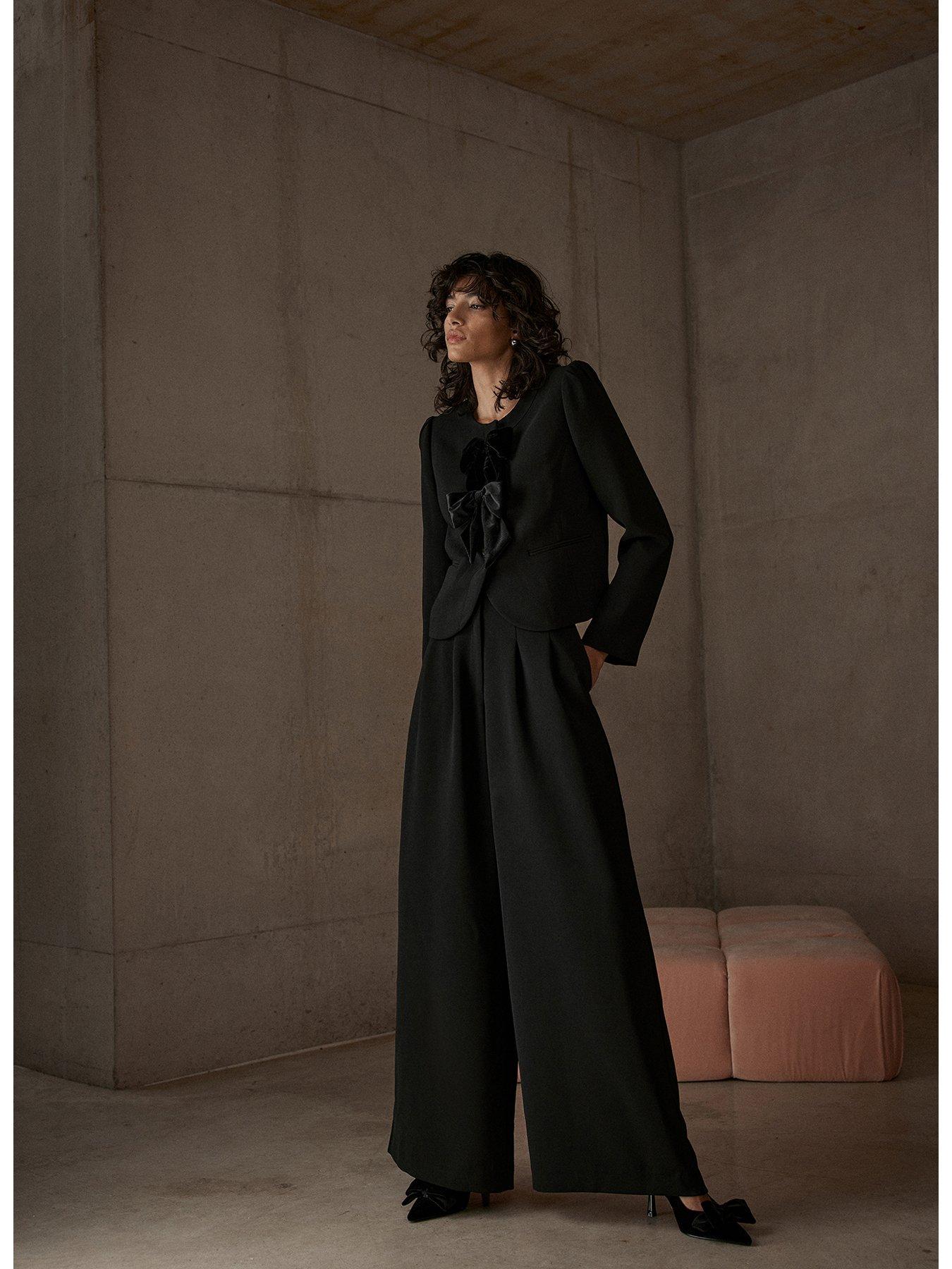 Image 3 of 6 of Mint Velvet Bow Detail Cropped Jacket - Black