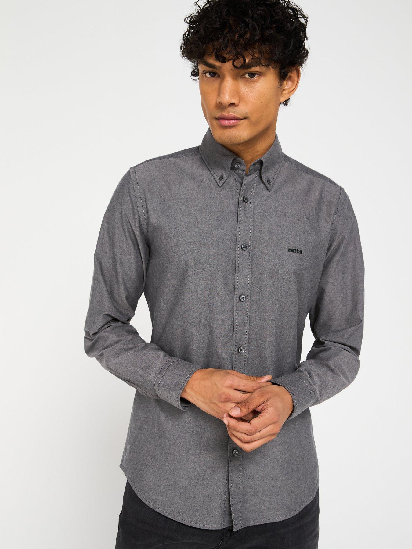 undefined Rickert Button Down Regular Fit Oxford Shirt - Grey