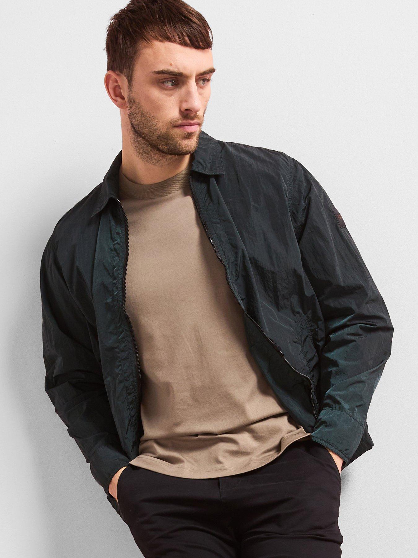 BOSS Leejay 1 M Oversized Fit Zip Overshirt - Dark Green | Very