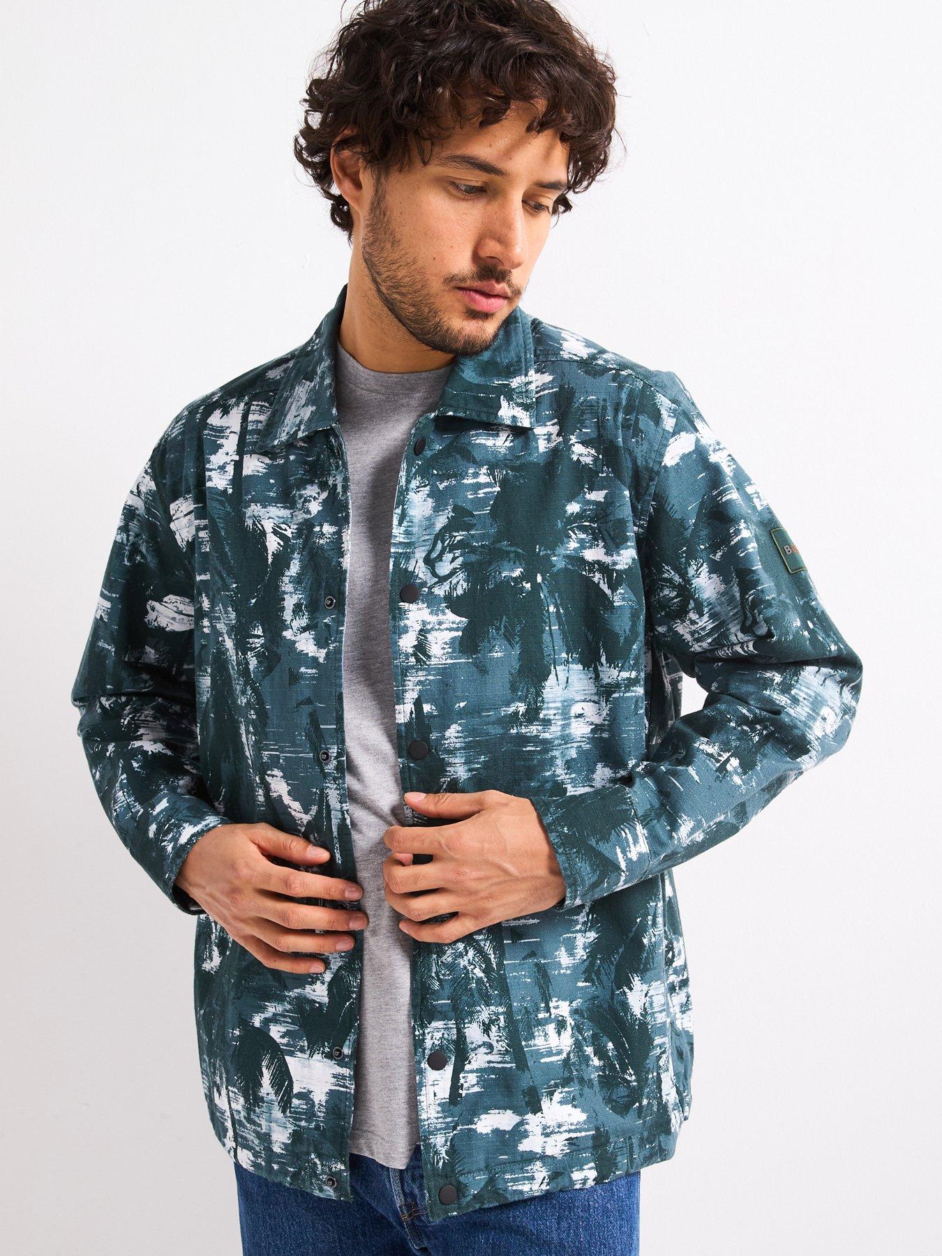 BOSS Labib 1 M Oversized Fit Jungle Camo Overshirt, Open Green, Size 50=Uk40, Men
