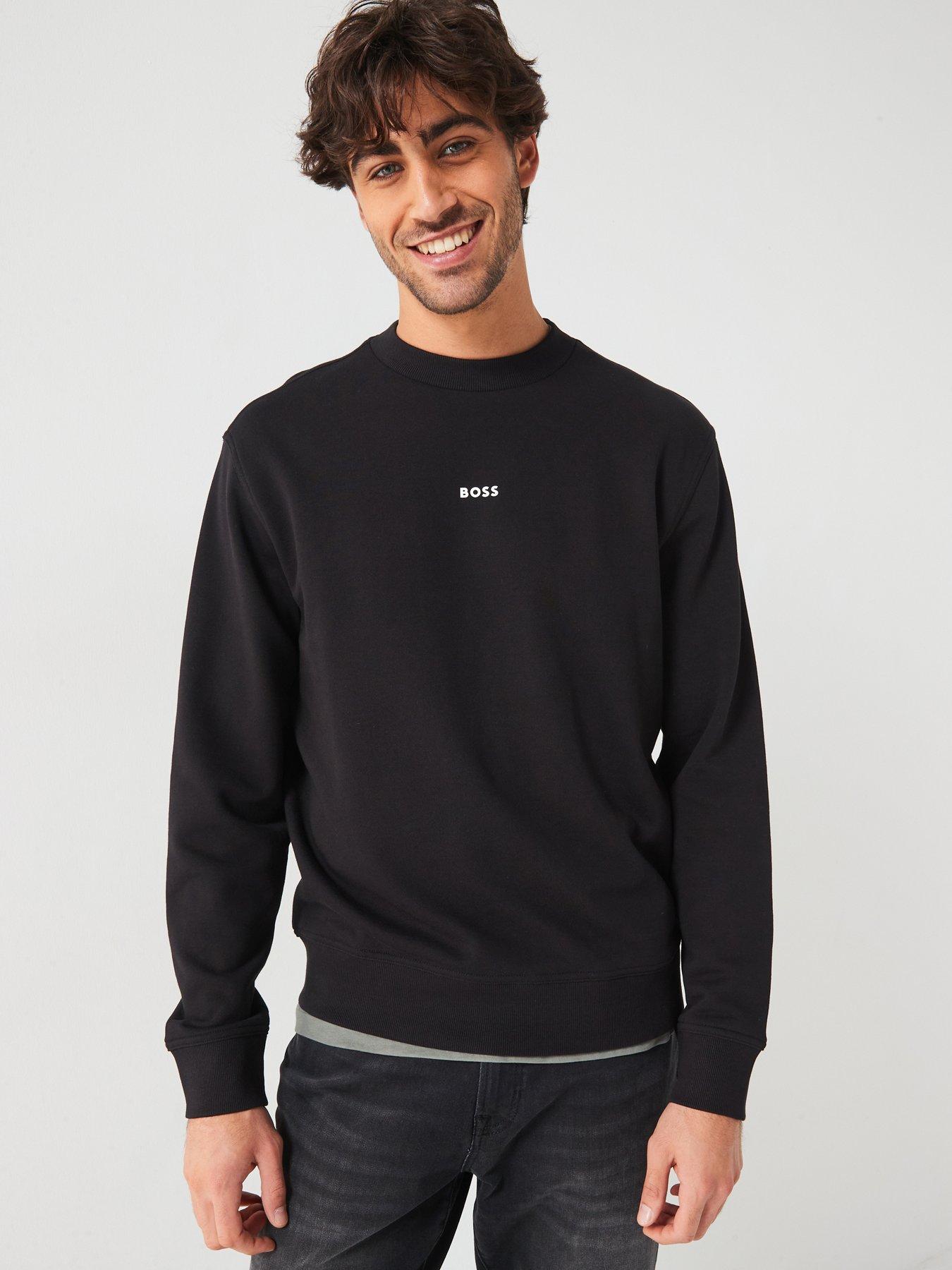 undefined Wesmallcrew Relaxed Fit Centre Logo Crew Sweatshirt - Black