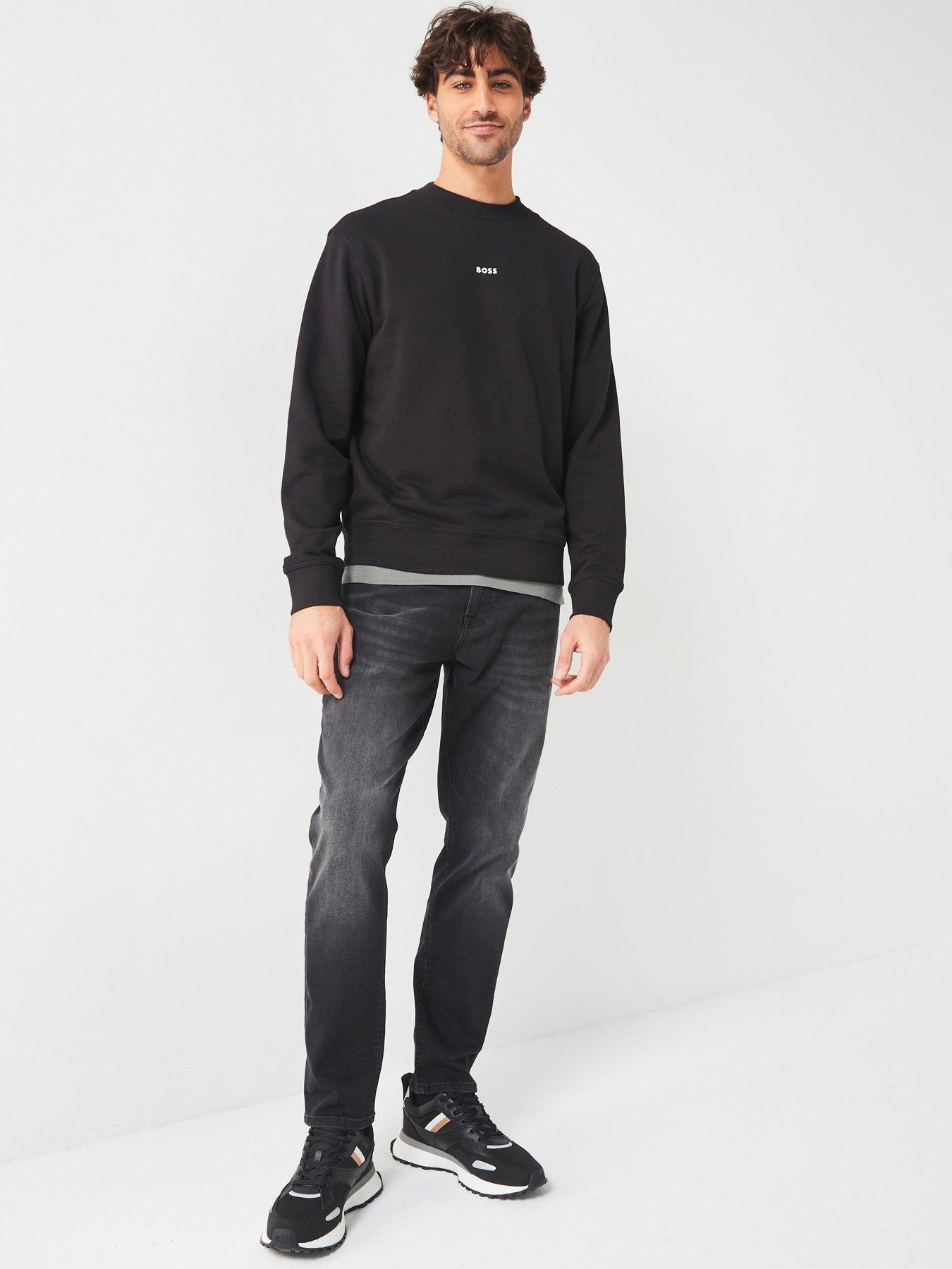 Image 3 of 4 of BOSS Wesmallcrew Relaxed Fit Centre Logo Crew Sweatshirt - Black