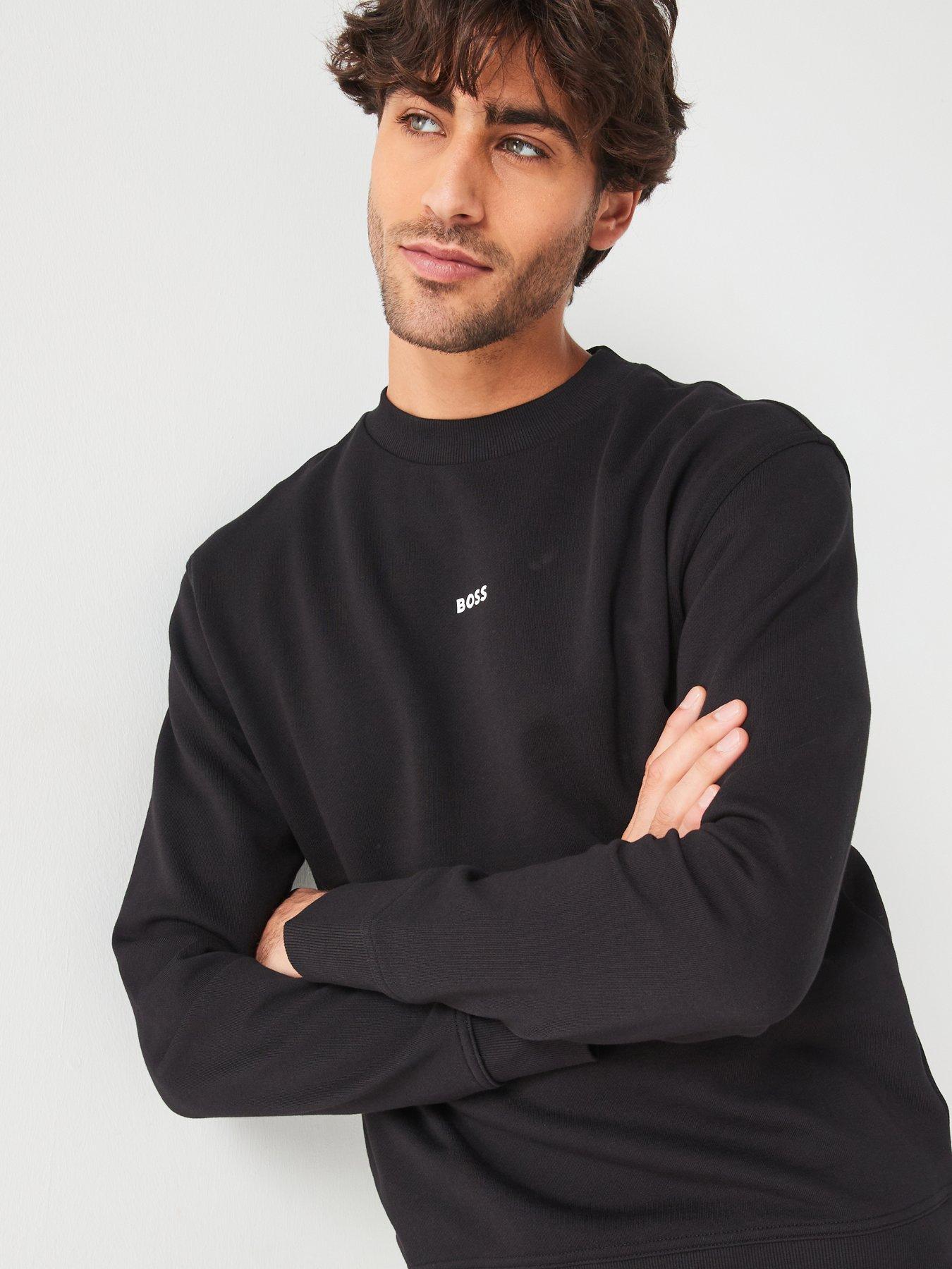 Image 4 of 4 of BOSS Wesmallcrew Relaxed Fit Centre Logo Crew Sweatshirt - Black