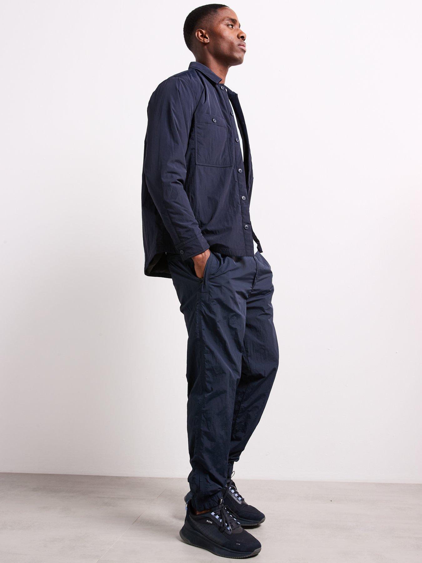 BOSS Locky 2 M Oversize Fit Nylon Button Through Shacket - Dark