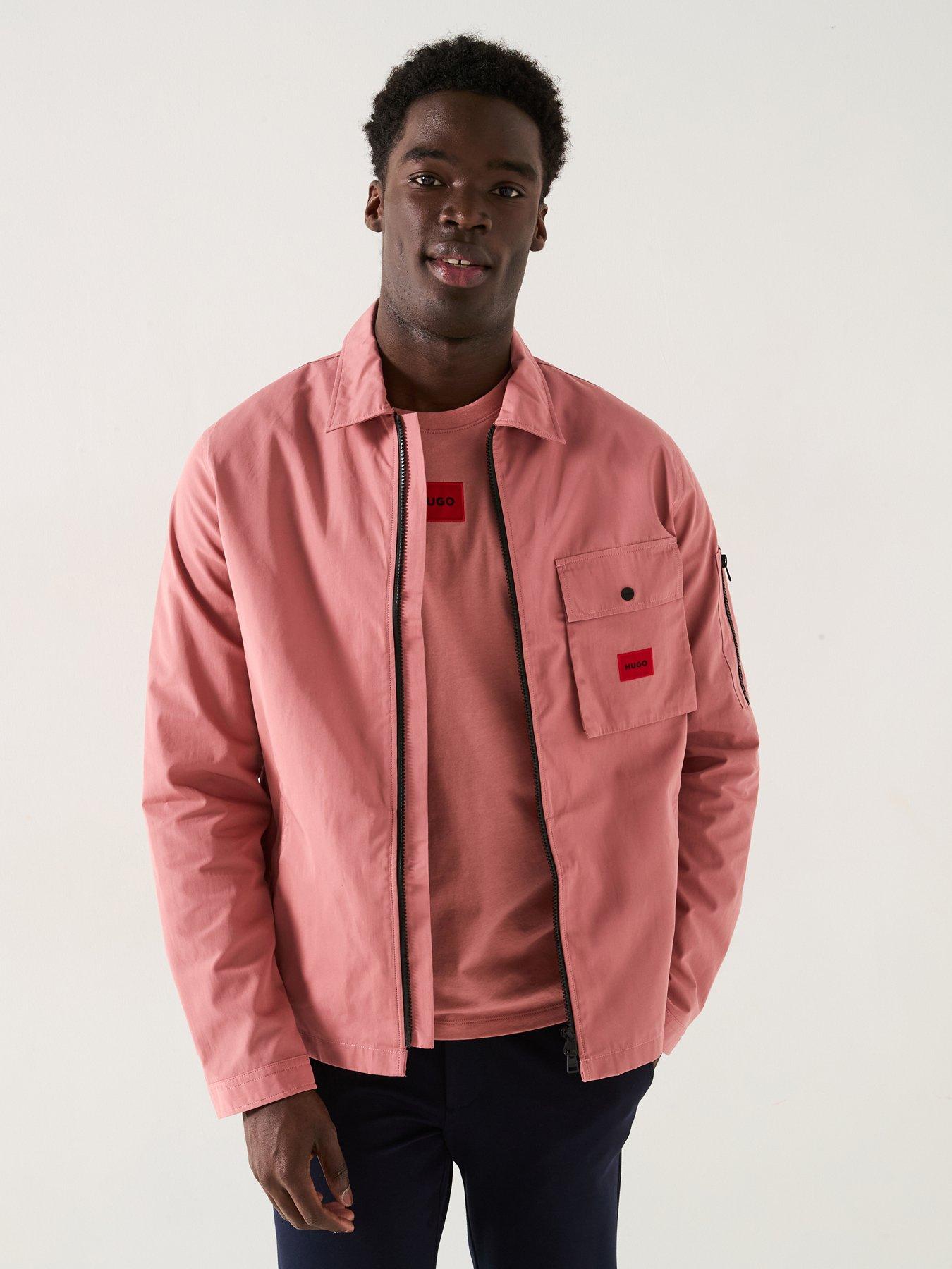 undefined Emmond Patch Pocket Logo Zip Thru Overshirt - Pink