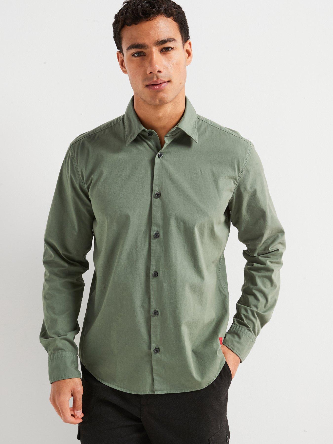 undefined Ermo Patch Logo Slim Fit Long Sleeve Shirt - Green