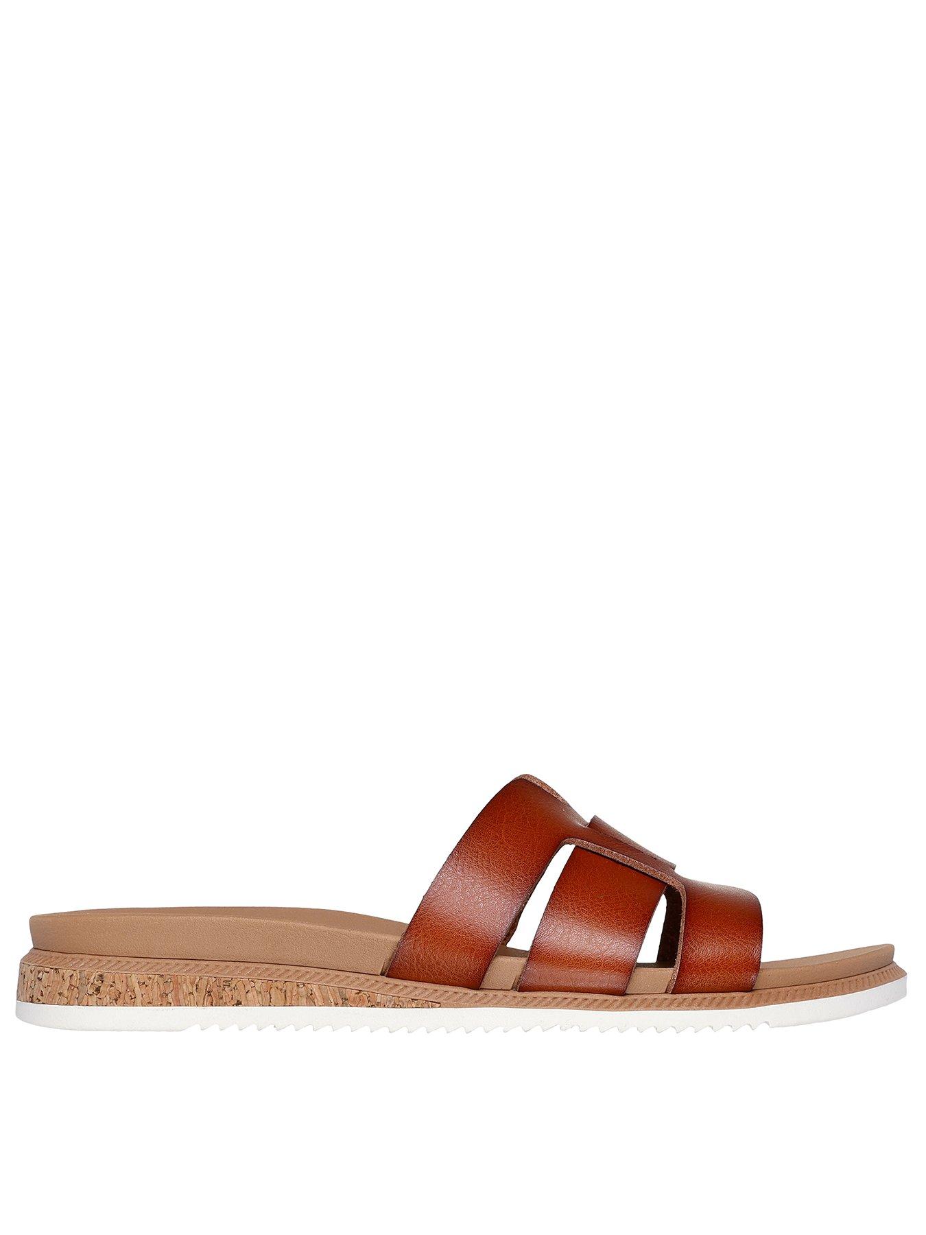 Skechers Desert Kiss Low Duraleather Strap Slide Brown Very