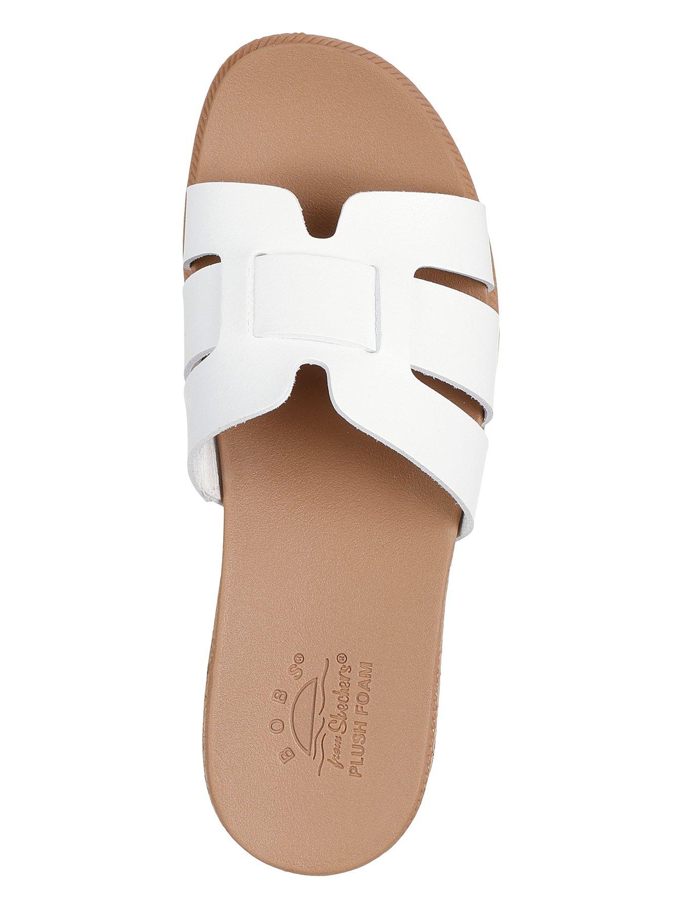 Image 3 of 5 of Skechers Desert Kiss Low Duraleather Double H Strap Slide Duraleather Sliders - White