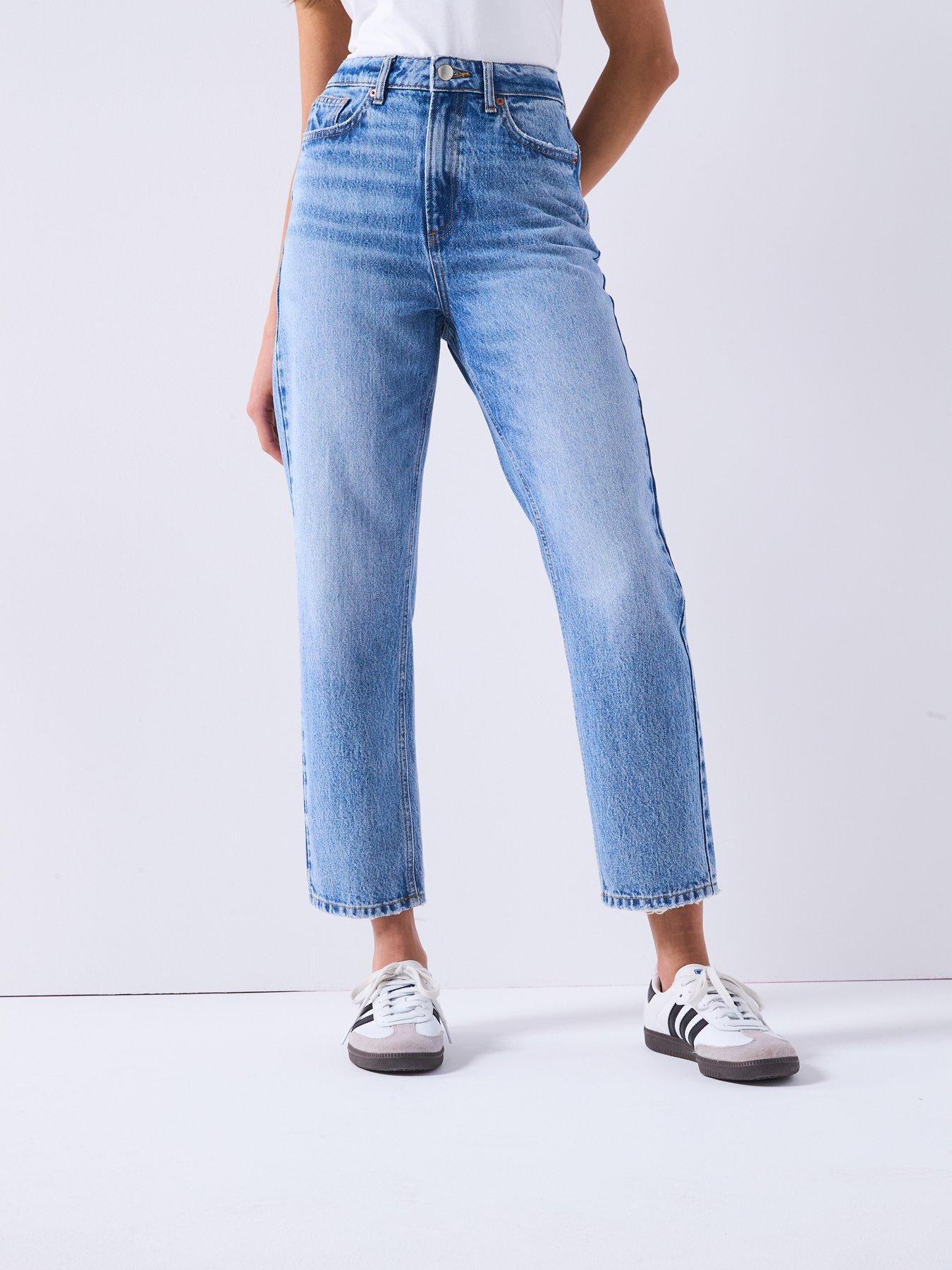 undefined High Waist Authentic Mom Jeans - Mid Wash