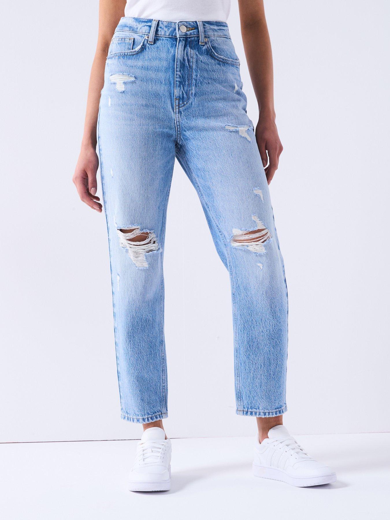undefined High Waist Mom Jeans With Rips
