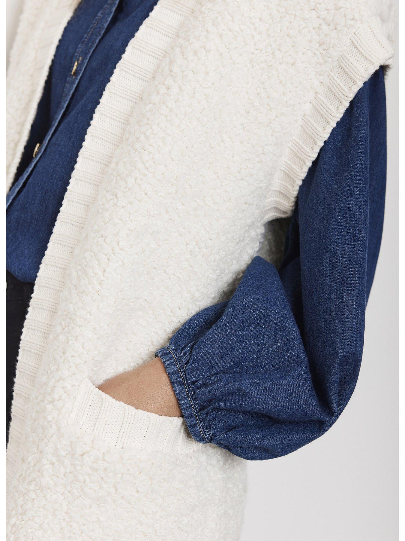 Image 3 of 5 of Mint Velvet Boucle Long Cardigan - Cream