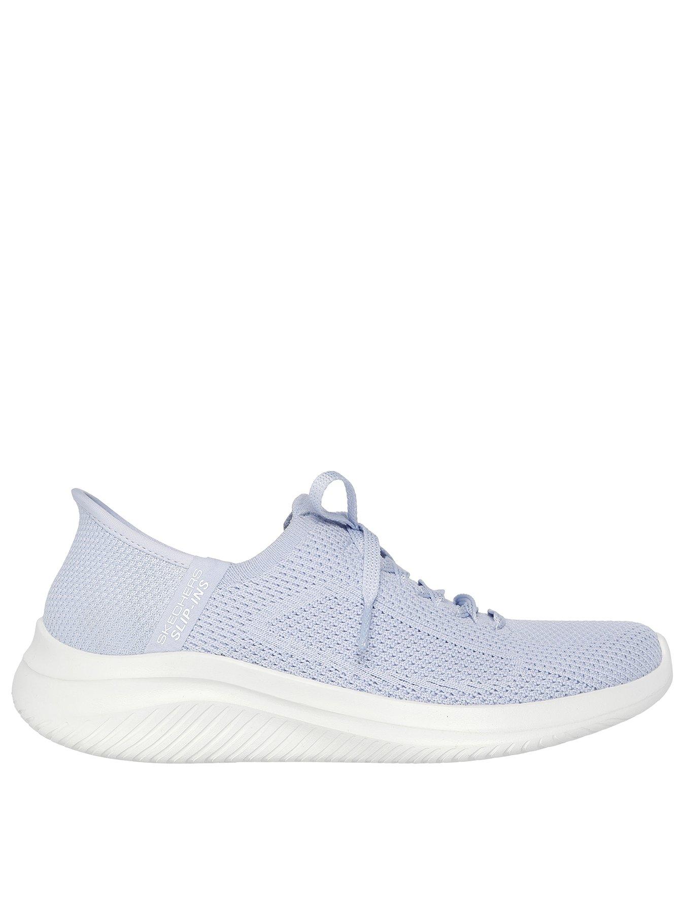 undefined Ultra Flex 3.0 Engineered Stretch Knit Fixed Laced Slip-Ins W/ Air-Cooled  Light Blue Knit/Trim