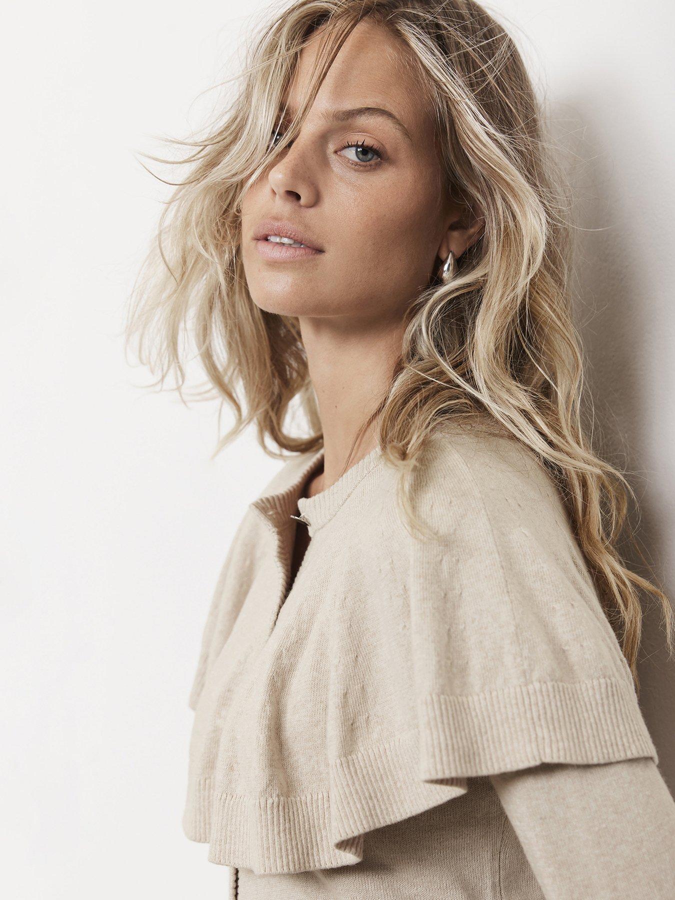 Image 3 of 5 of Mint Velvet Cape Detail Cardigan - Cream