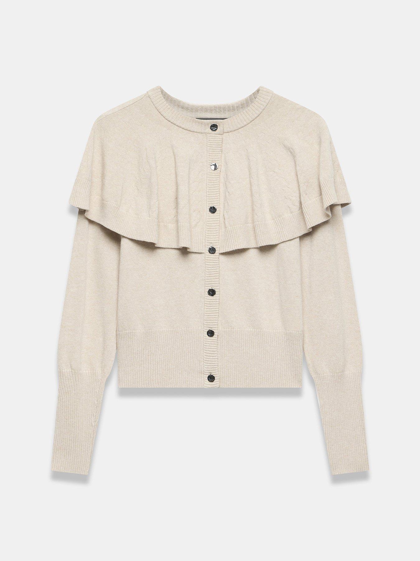 Image 4 of 5 of Mint Velvet Cape Detail Cardigan - Cream