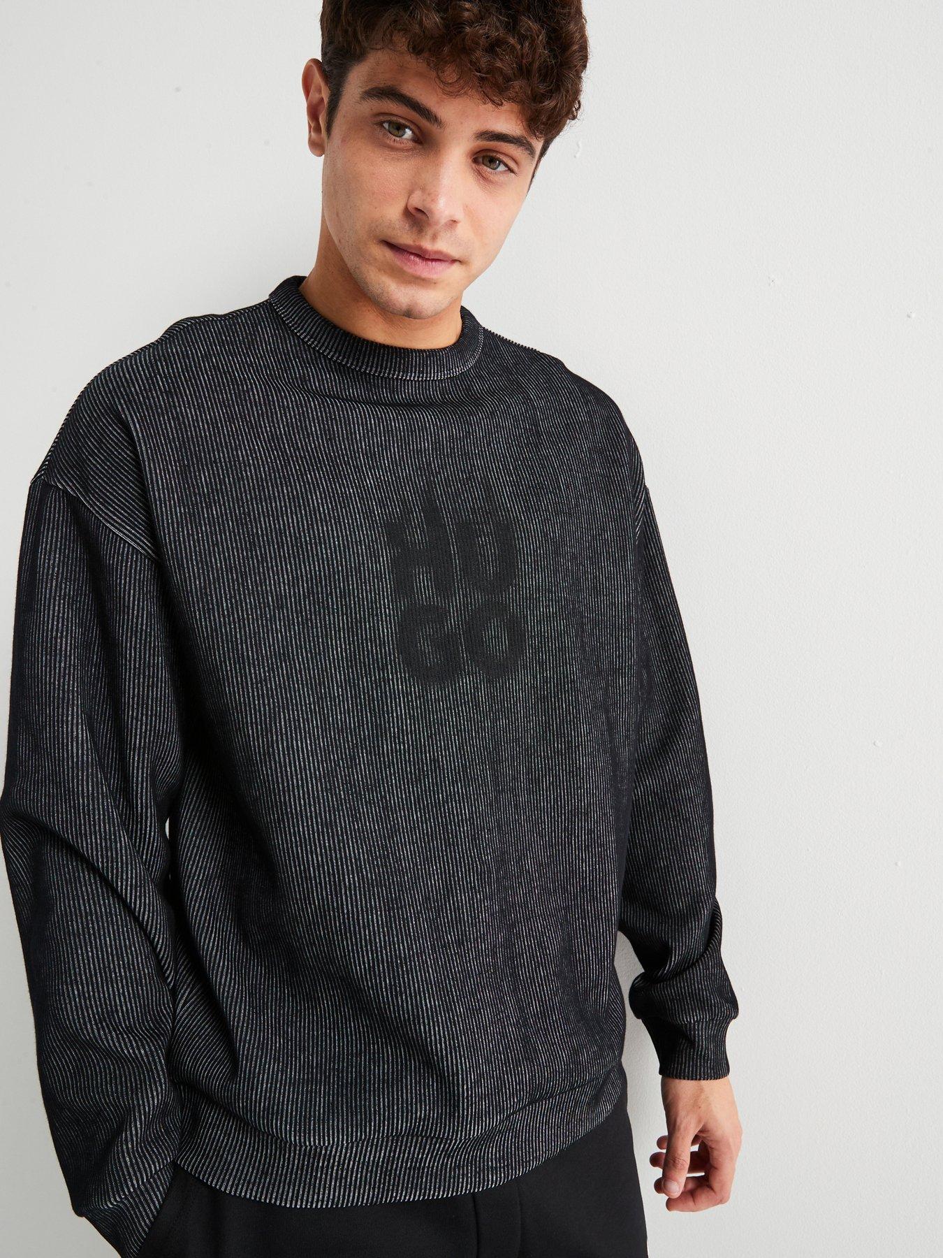 undefined Dinkam Oversized Fit Smoky Logo Ribbed Sweatshirt  - Black