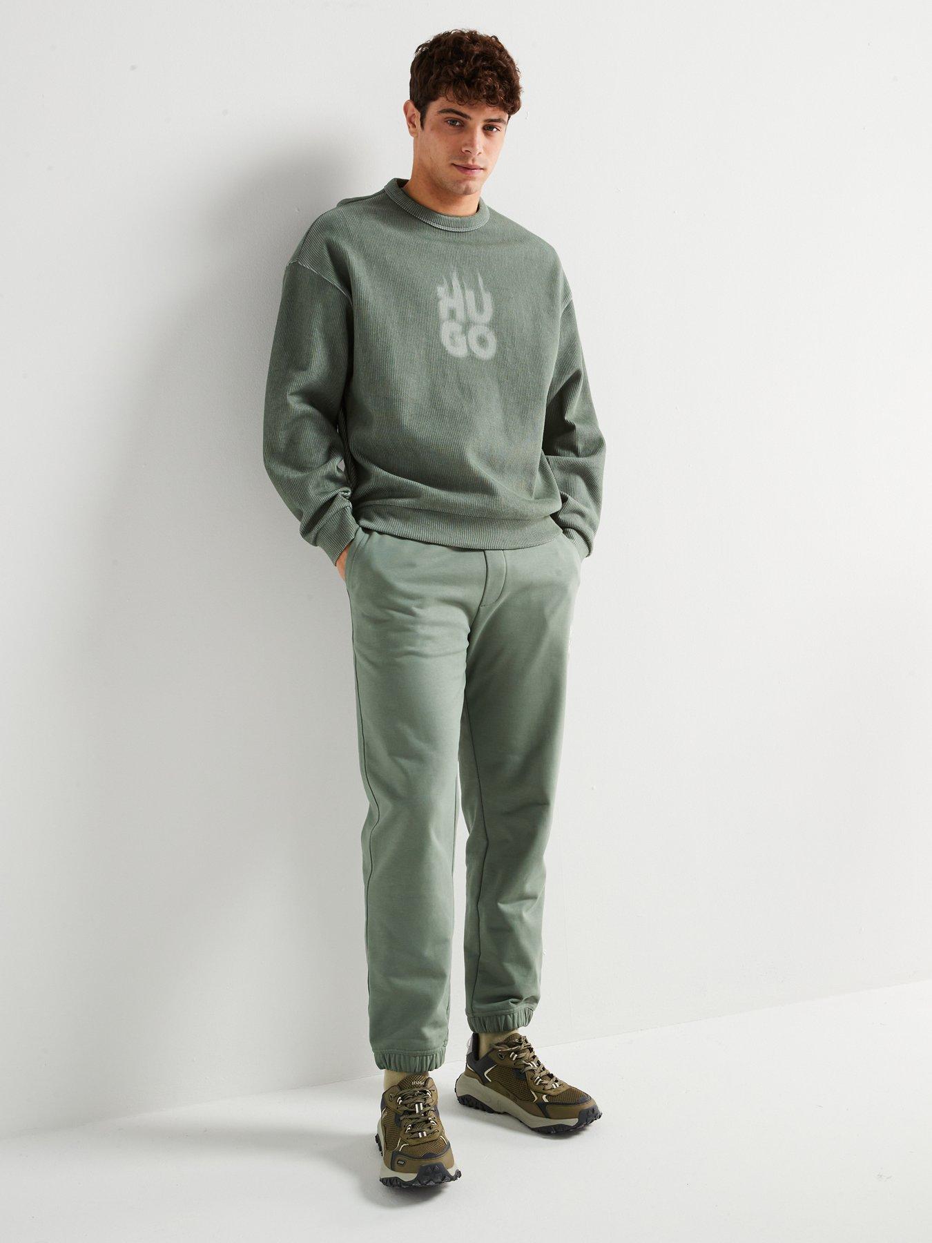 Image 3 of 4 of HUGO Dinkam Oversized Fit Smoky Logo Ribbed Sweatshirt &nbsp;- Green