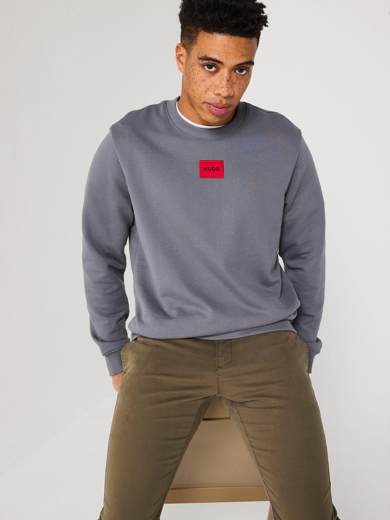 Image 1 of 5 of HUGO Diragol212 Red Patch Crew Sweat - Grey