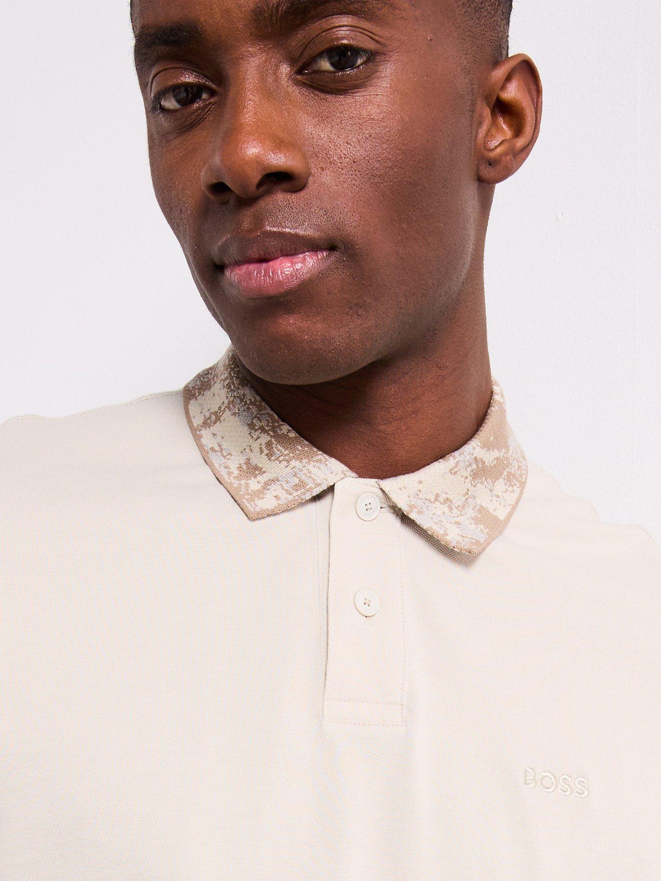 undefined Pe_Jungle Camo Collar Relaxed Fit Polo Shirt - Light Beige