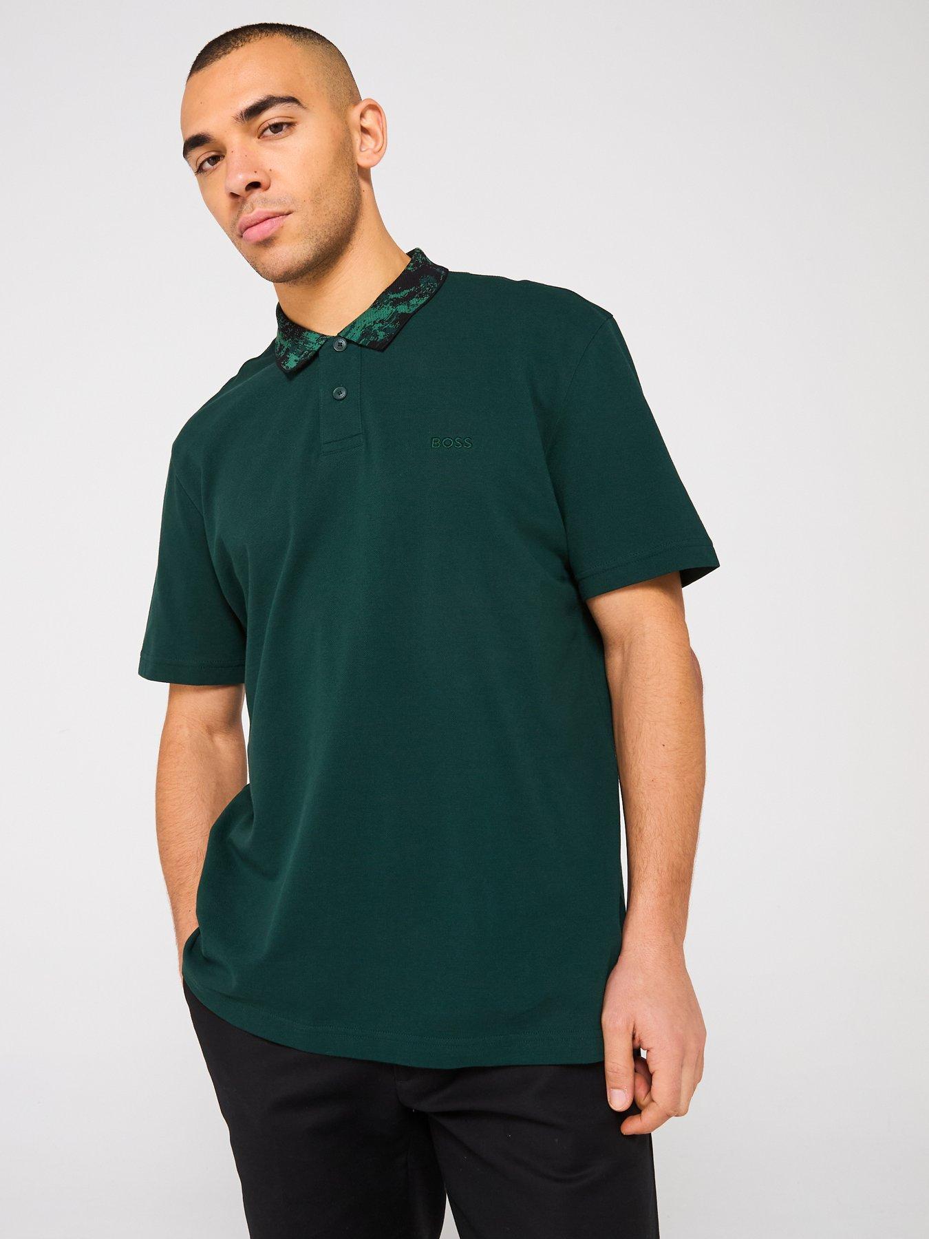 undefined Pe_Jungle Camo Collar Relaxed Fit Polo Shirt - Dark Green