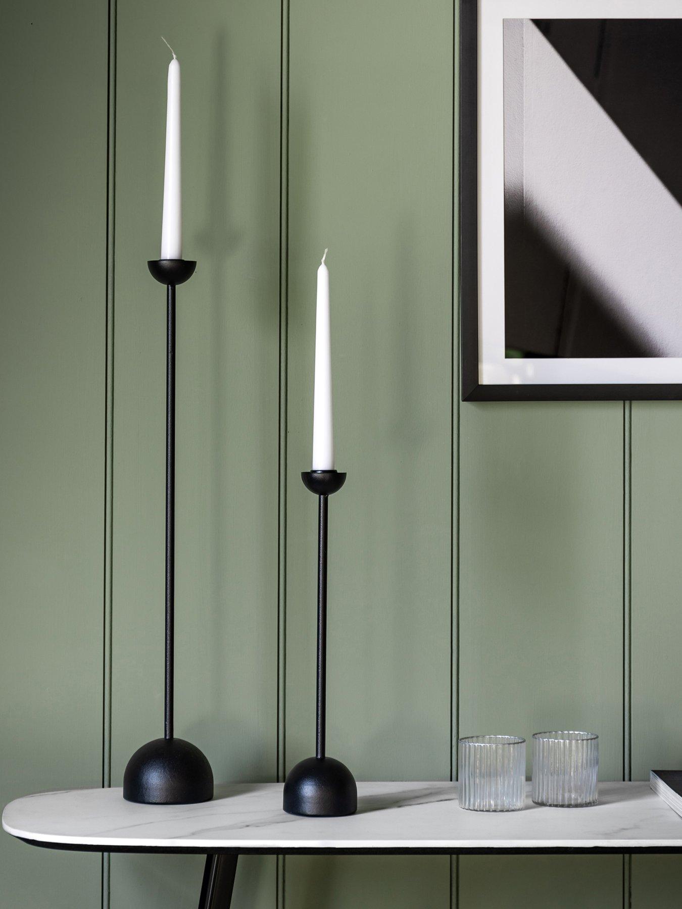 Product photograph of Gallery Roddy Candlestick Large Black 100x100x600mm from very.co.uk