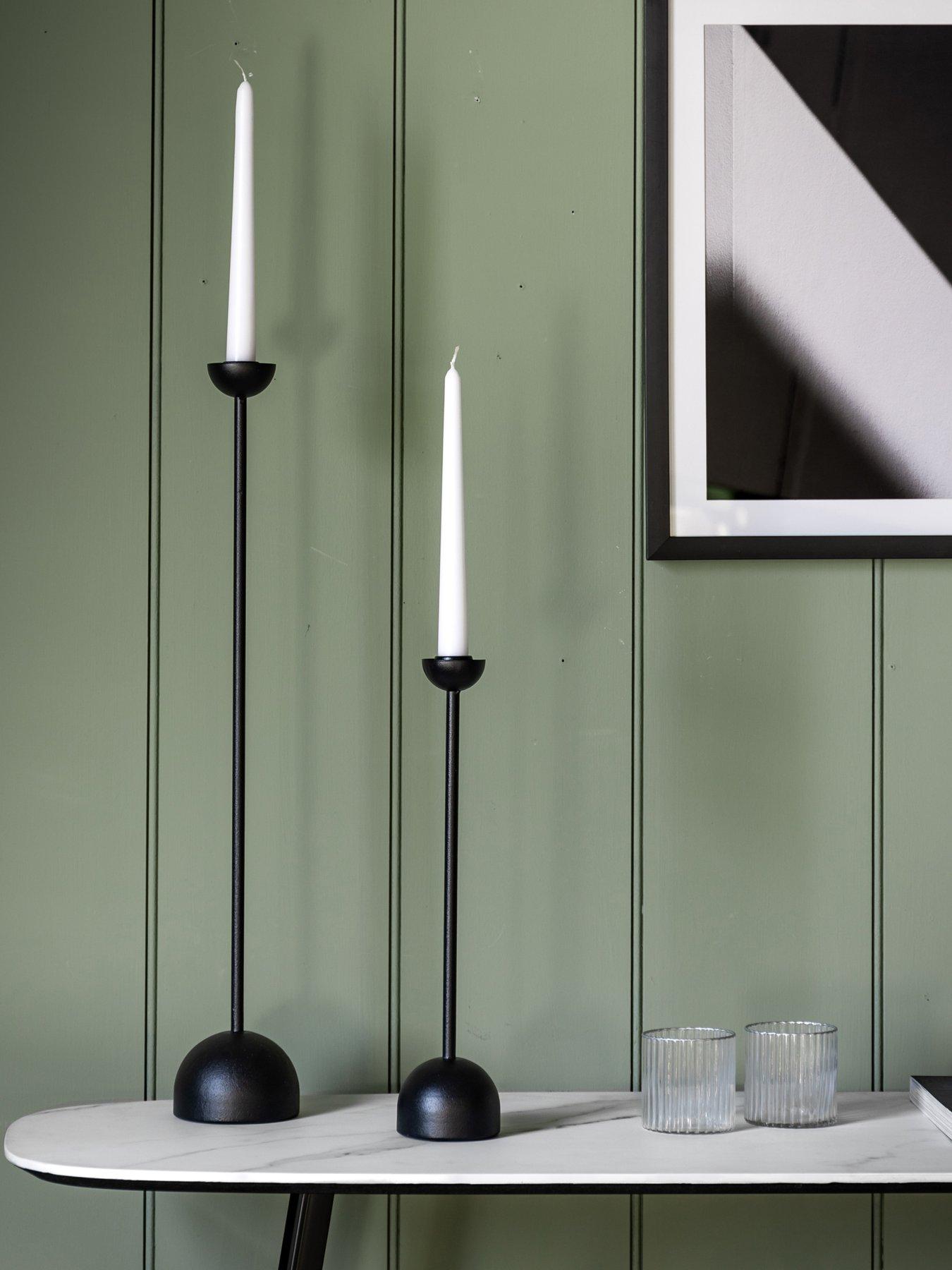 Product photograph of Gallery Roddy Candlestick Small Black 80x80x355mm from very.co.uk