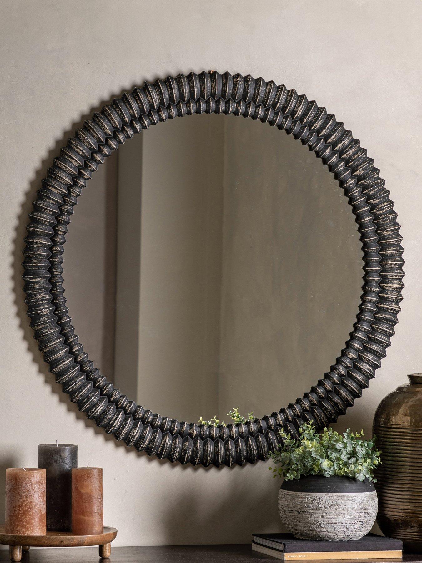 Product photograph of Gallery Pimlico Round Mirror Black 900mm from very.co.uk