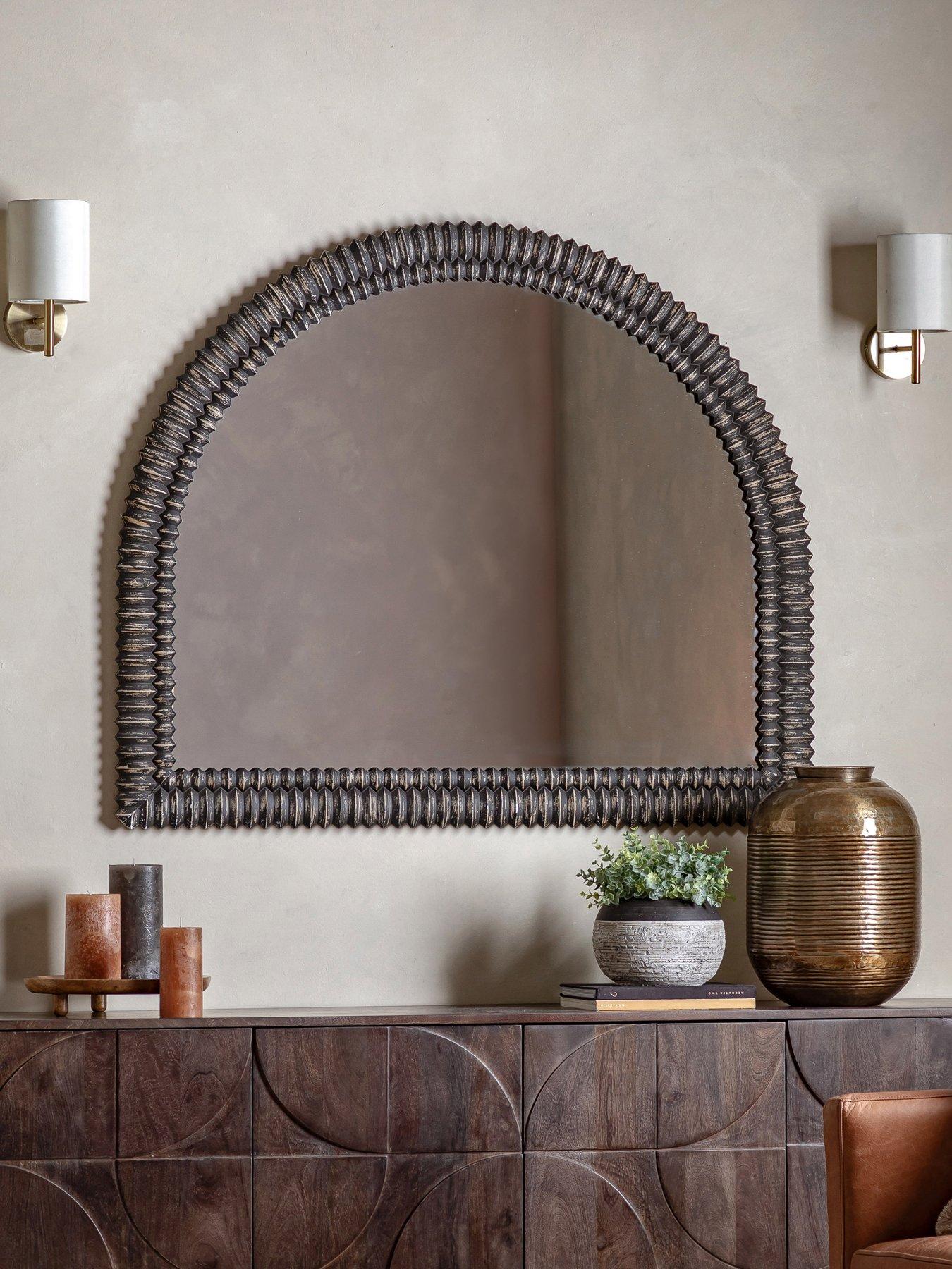 Product photograph of Gallery Pimlico Arch Mirror Black 1200x1000mm from very.co.uk