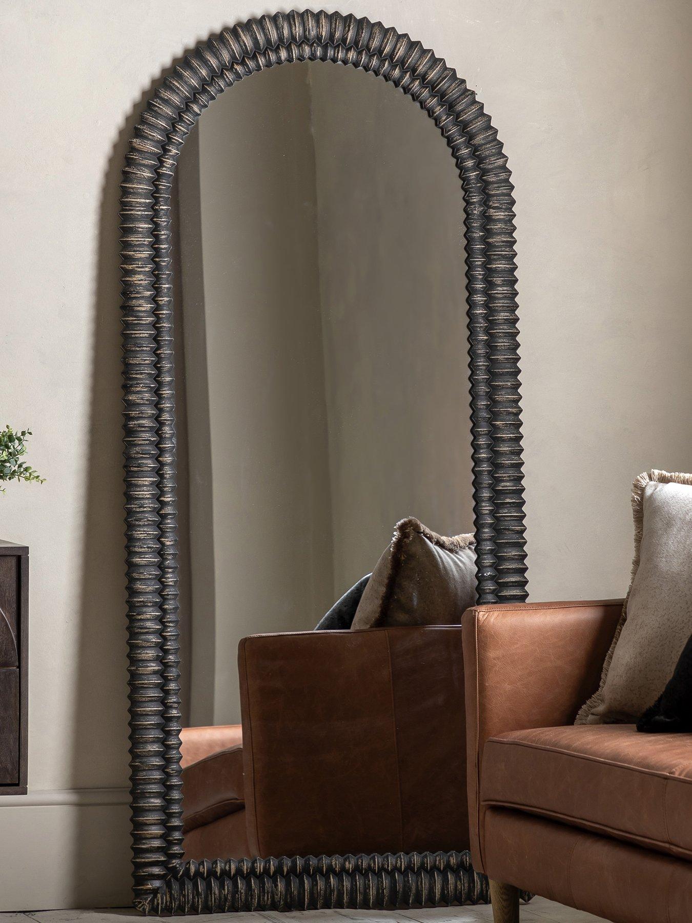 Product photograph of Gallery Pimlico Arch Leaner Mirror Black 770x1700mm from very.co.uk