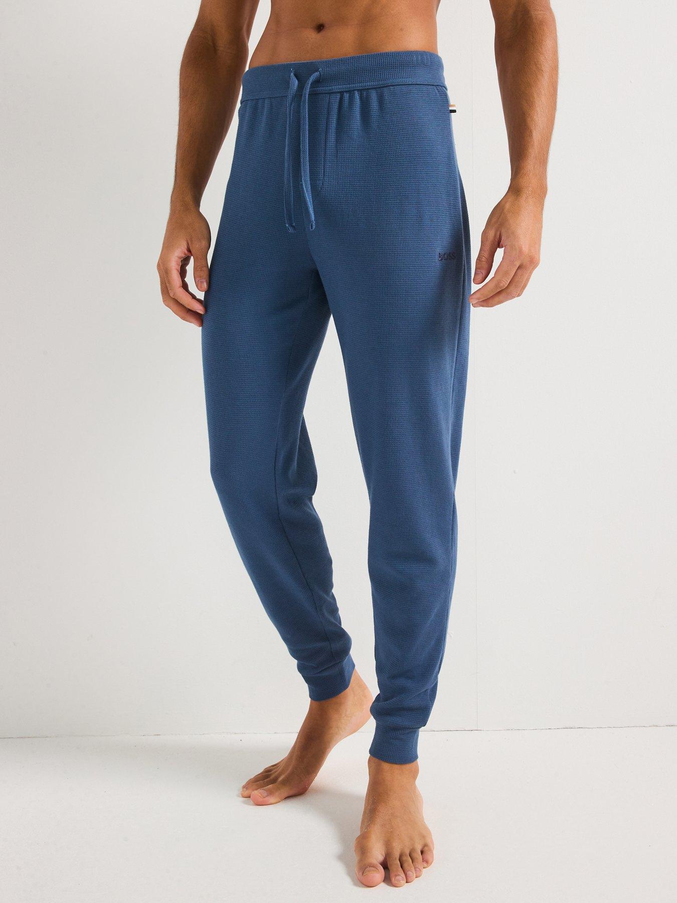 undefined Waffle Cuffed Loungewear Pants-blue