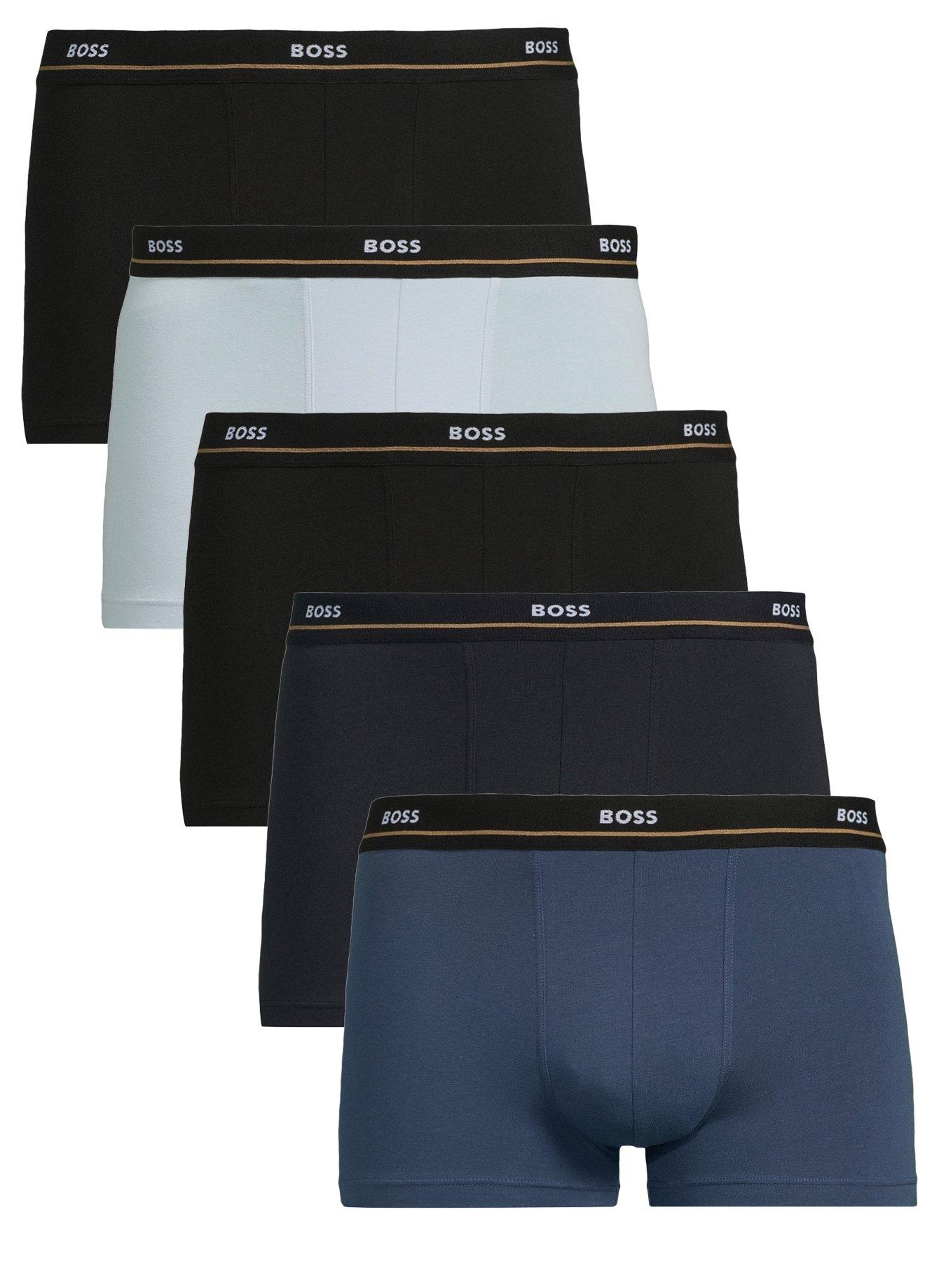 BOSS 5 Pack Essential Waistband Trunks (blues)