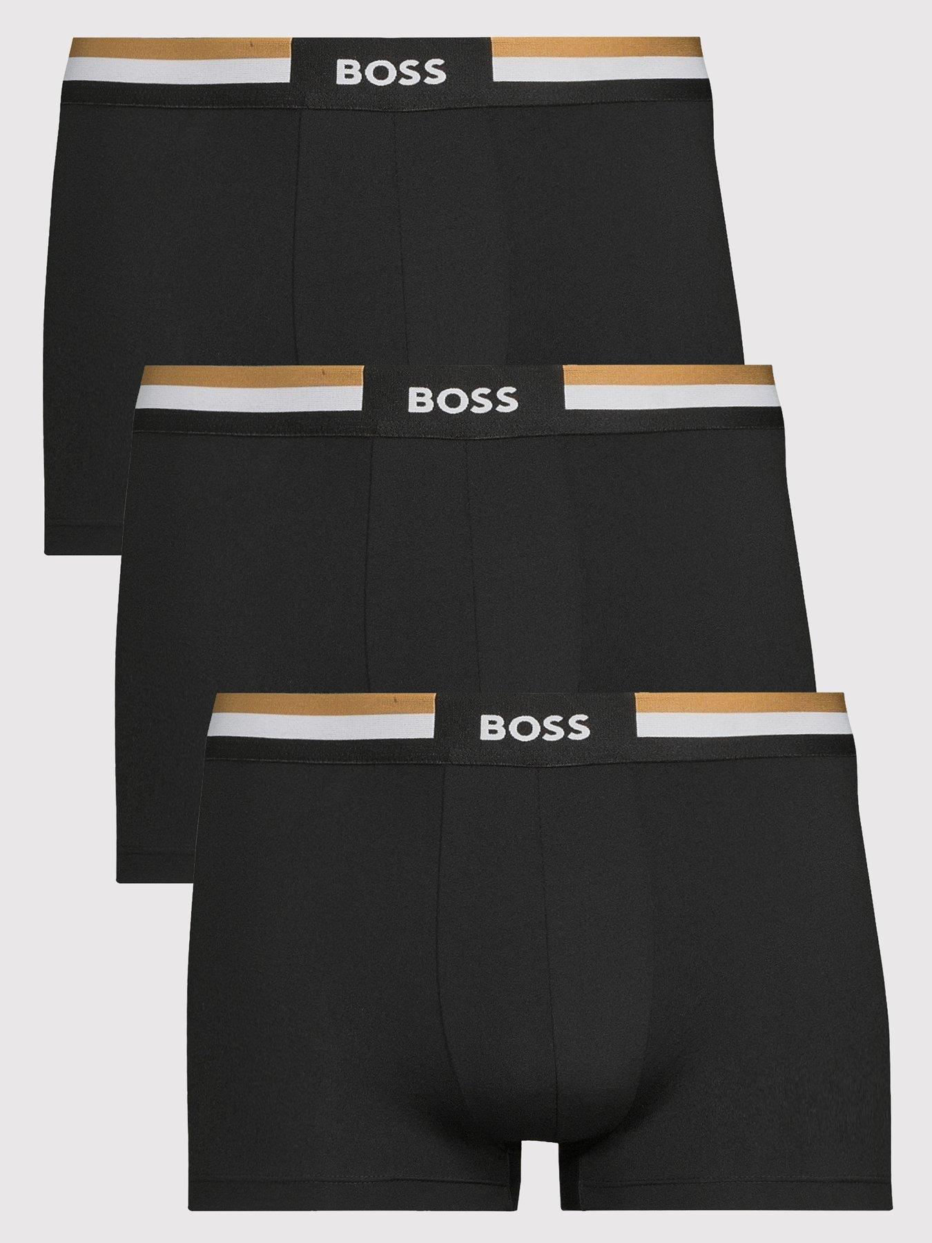 BOSS Motion Corporate Trim Waistband Moisture Wicking 3 Pack Trunks - Black
