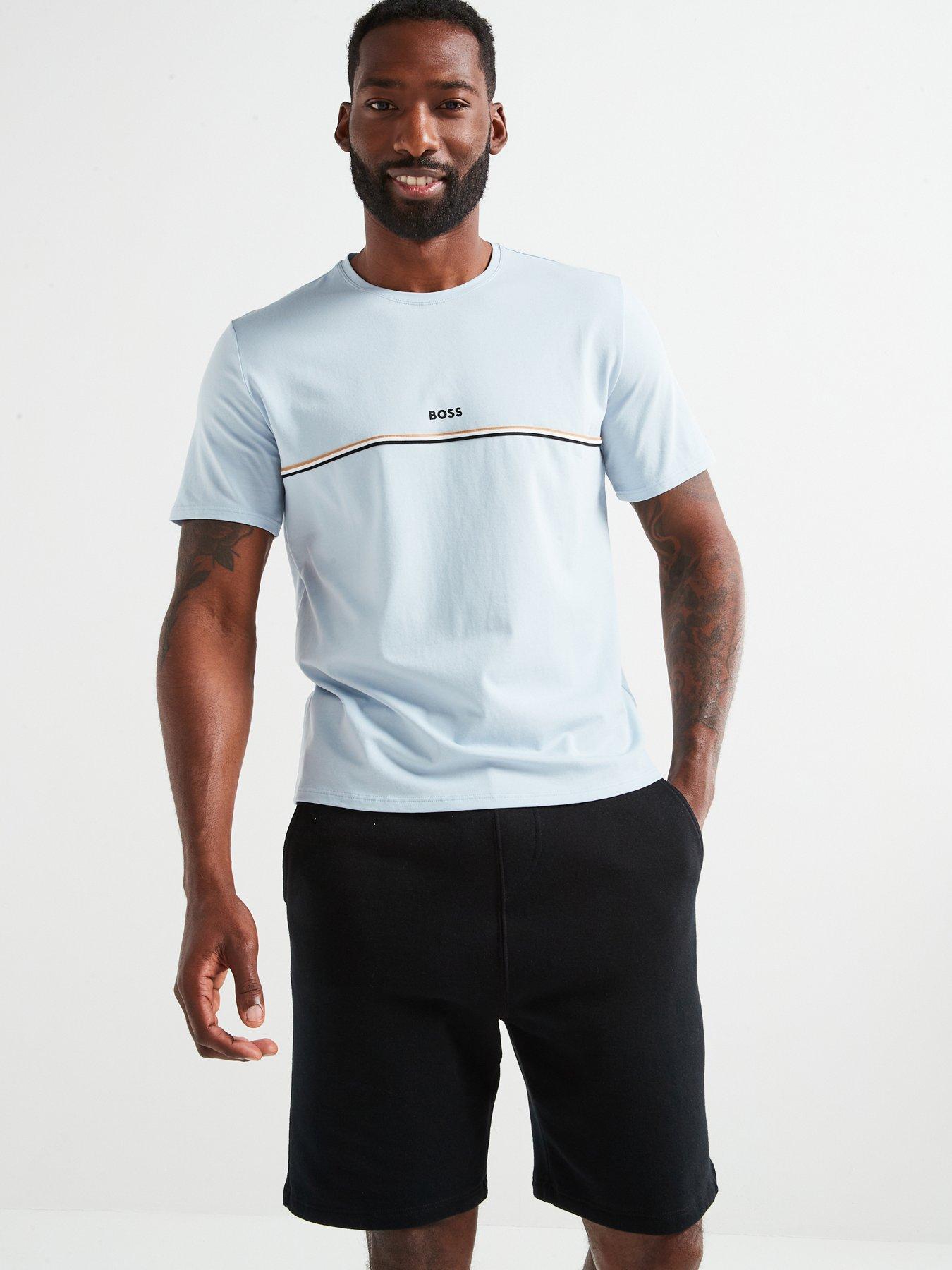 undefined Unique Regular Fit Corporate Stripe Loungewear T-shirt-light Blue