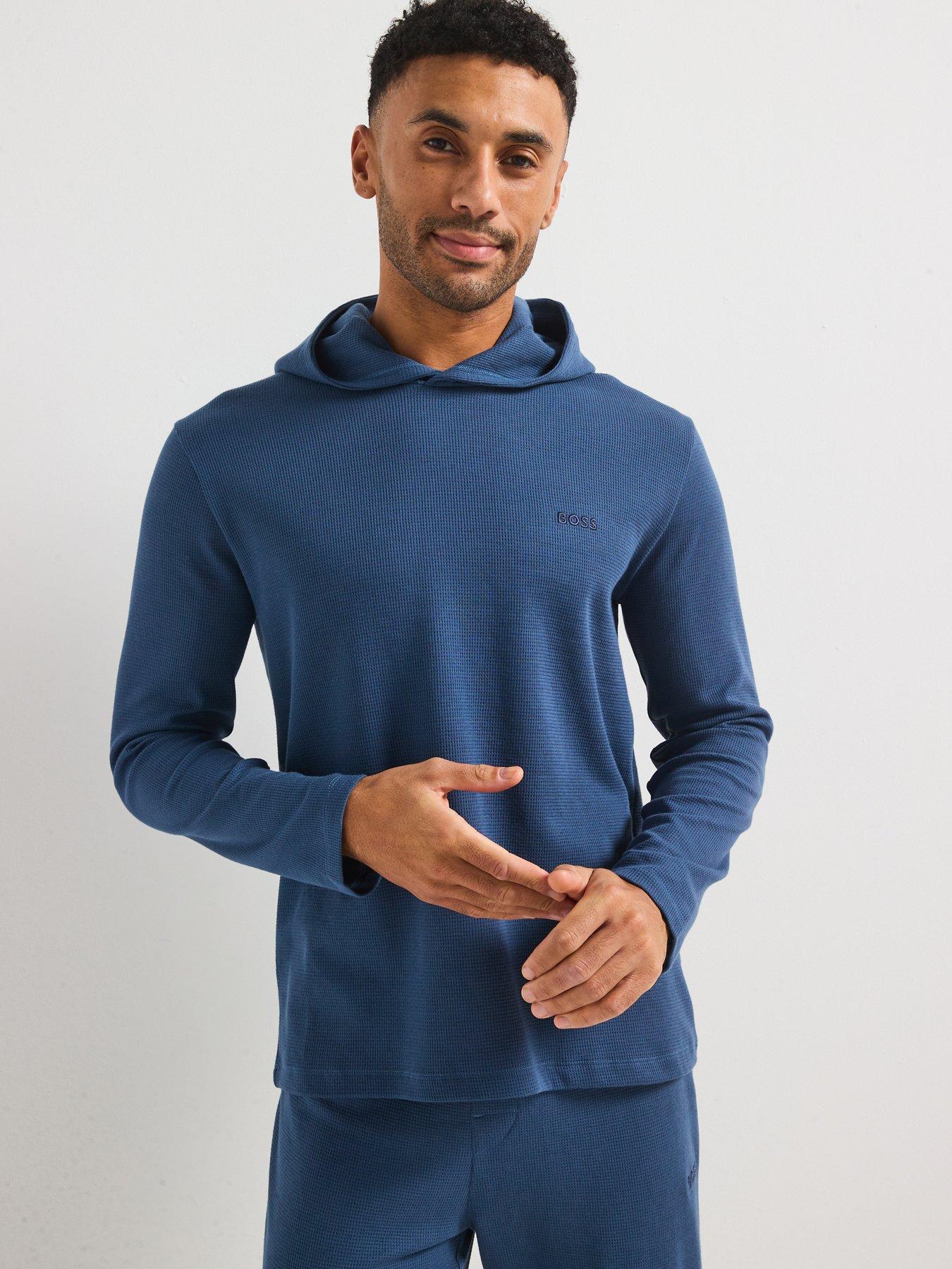 undefined Regular Fit Waffle Loungewear Hoodie-blue