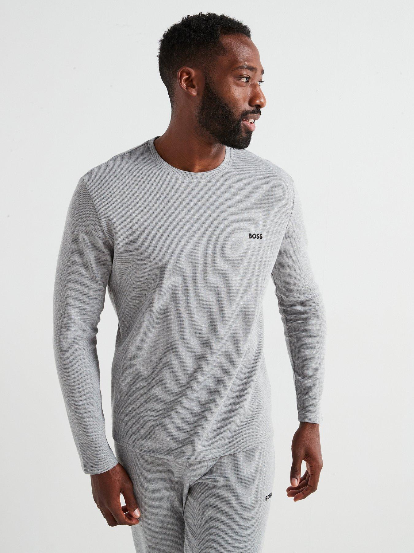 undefined Regular Fit Waffle Loungewear Long Sleeve Top-grey
