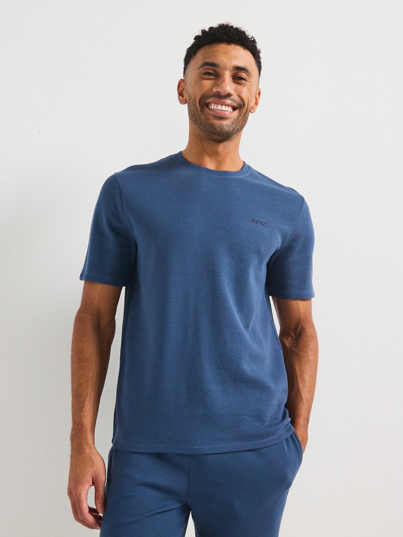 undefined Regular Fit Waffle Loungewear T-shirt -blue