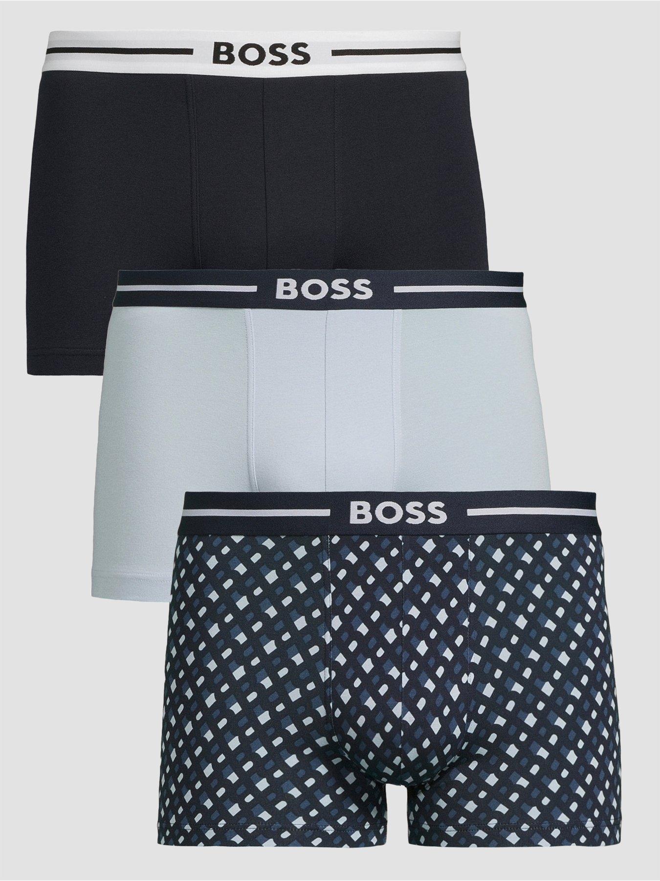 BOSS 3 Pack Bold Mono Print Trunks (Navy/Sky/Mono)