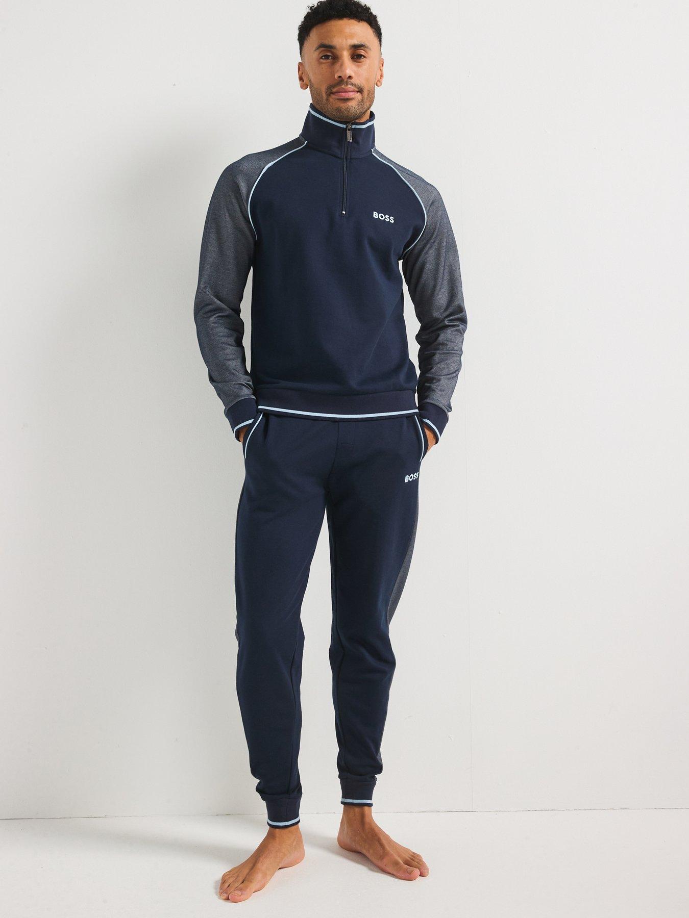 Image 3 of 4 of BOSS Tracksuit Regular Fit 1/4 Zip Loungewear Jacket-navy