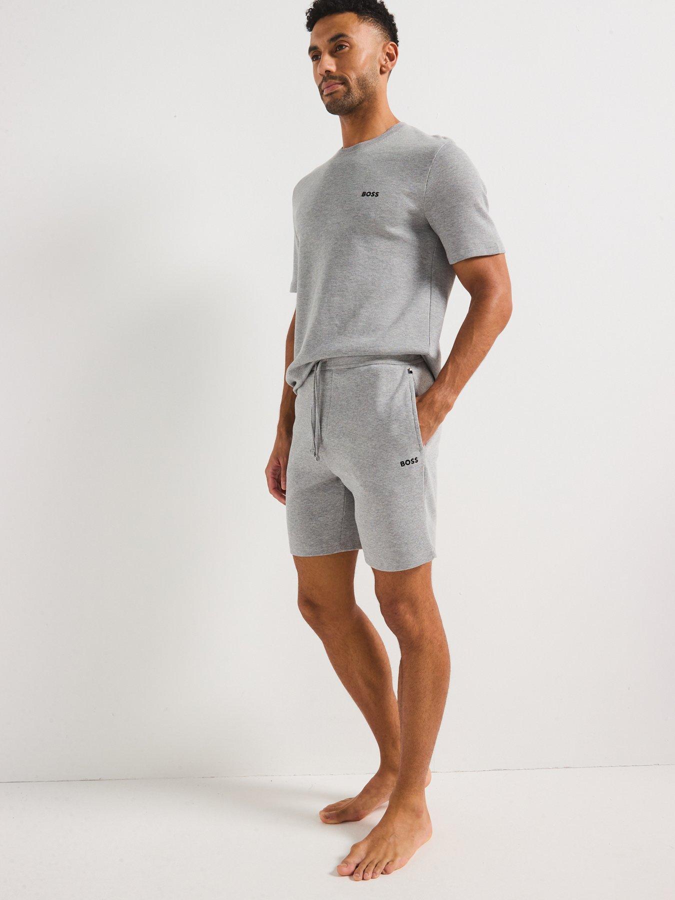 Image 3 of 4 of BOSS Waffle Loungewear Shorts -grey