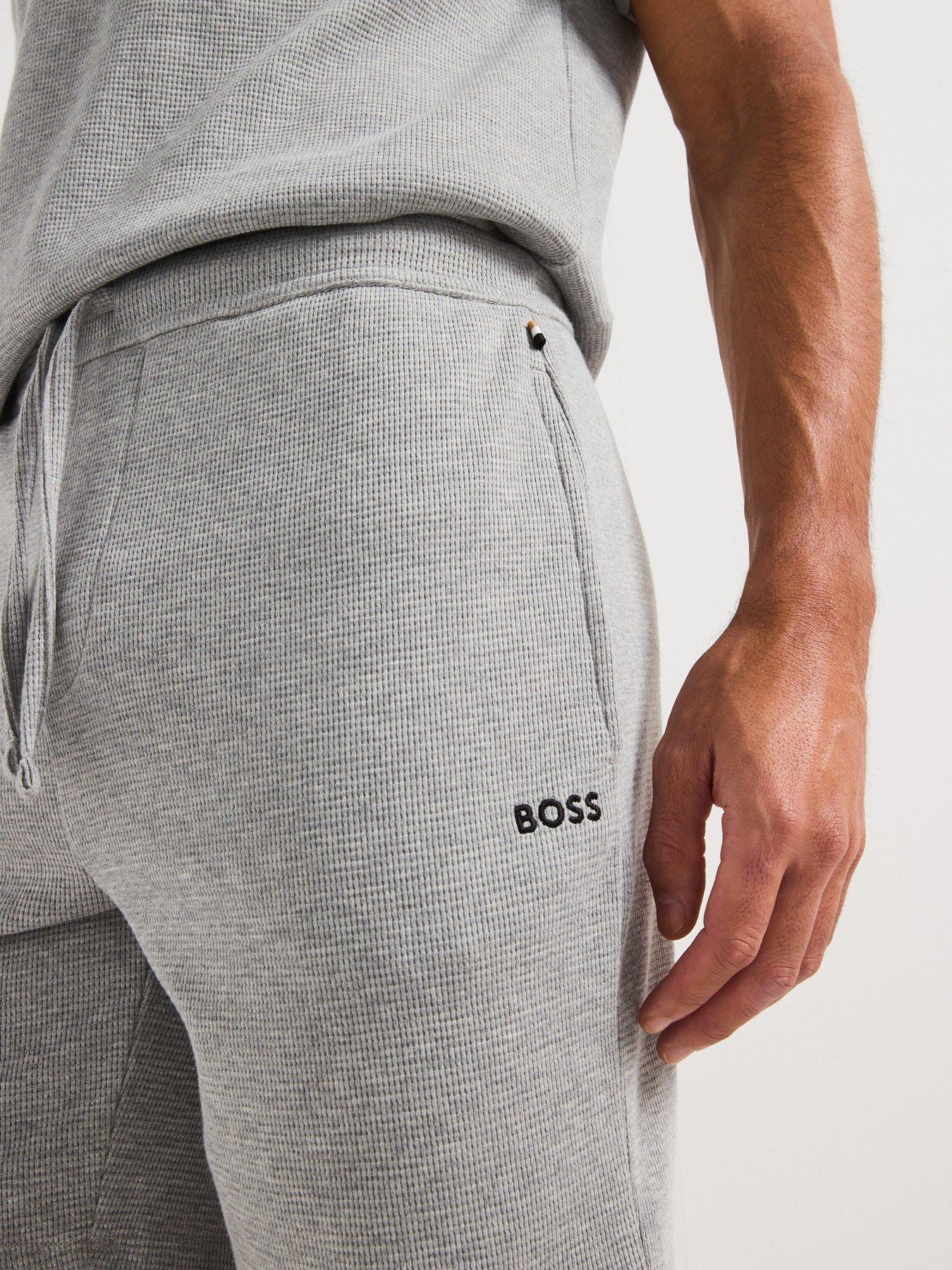 Image 4 of 4 of BOSS Waffle Loungewear Shorts -grey