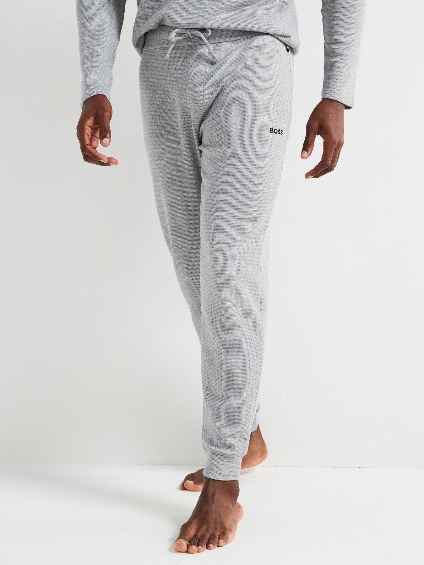 undefined Waffle Cuffed Loungewear Pants-grey