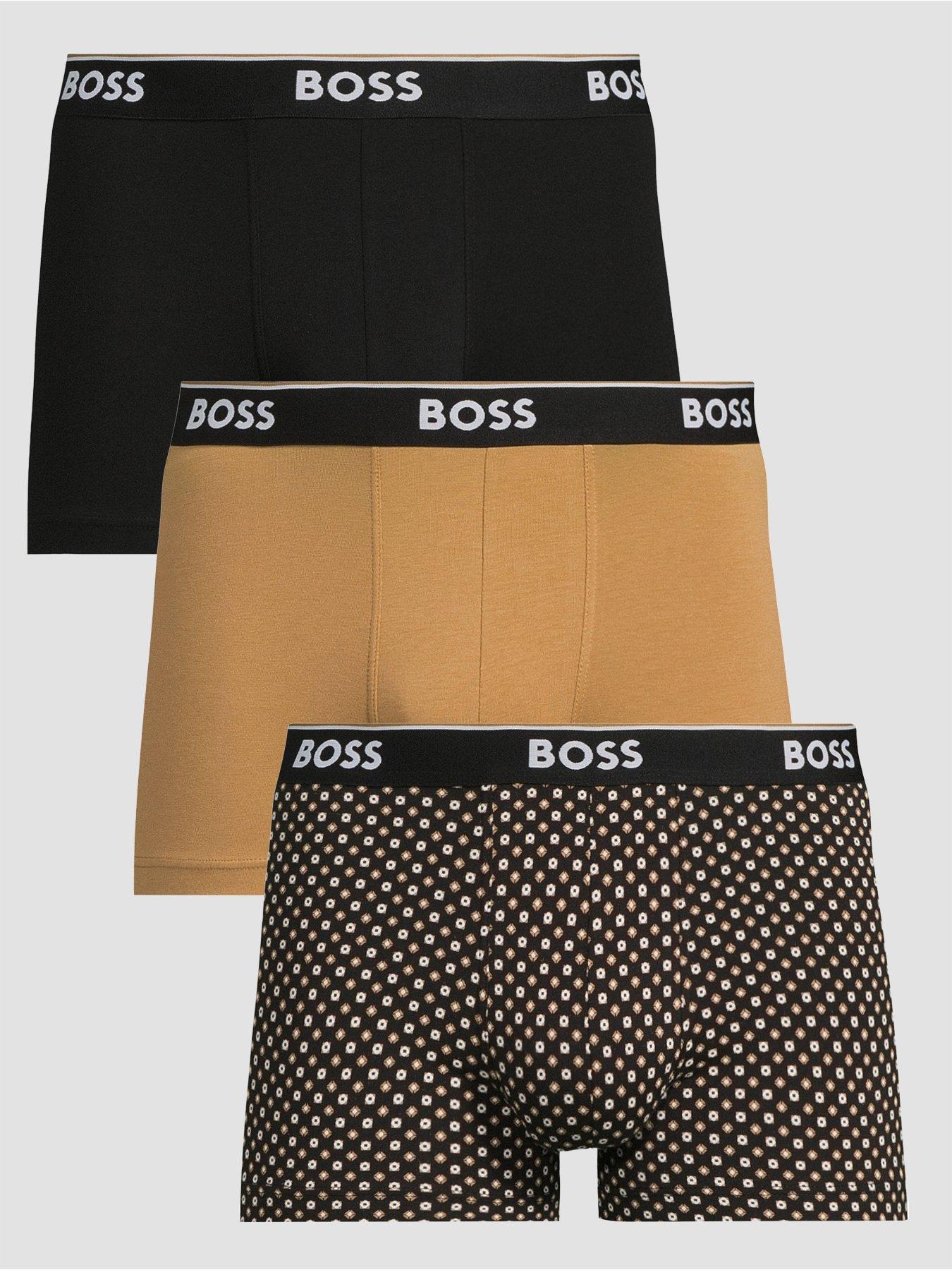 BOSS 3 Pack Power Mono Print Trunks (Black/Beige/Mono) - Multi