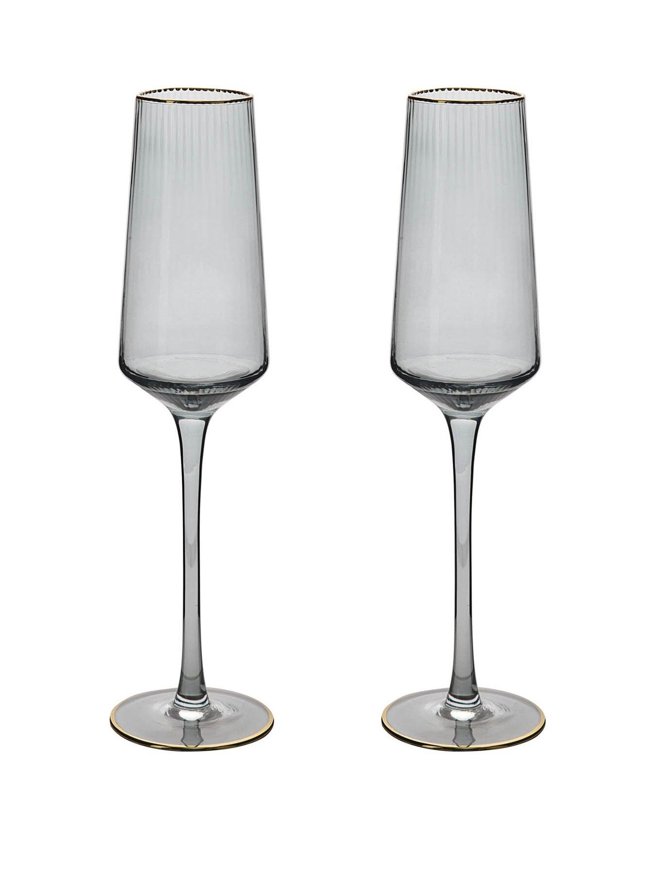 Product photograph of Hestia Serene Space Grey Gin Champagne Flutes Ndash Set Of 2 from very.co.uk