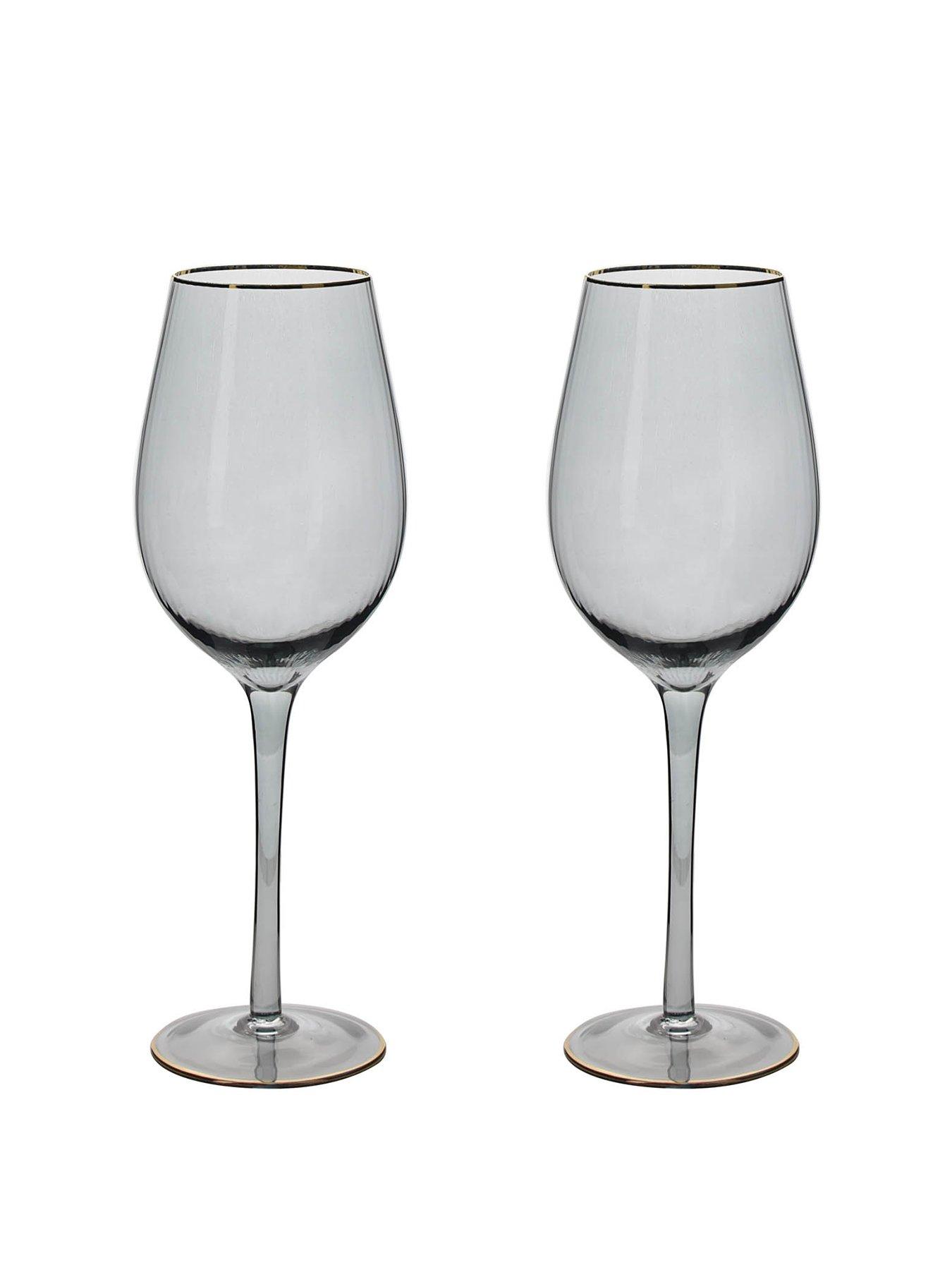 Product photograph of Hestia Serene Space Grey Wine Glasses Ndash Set Of 2 from very.co.uk