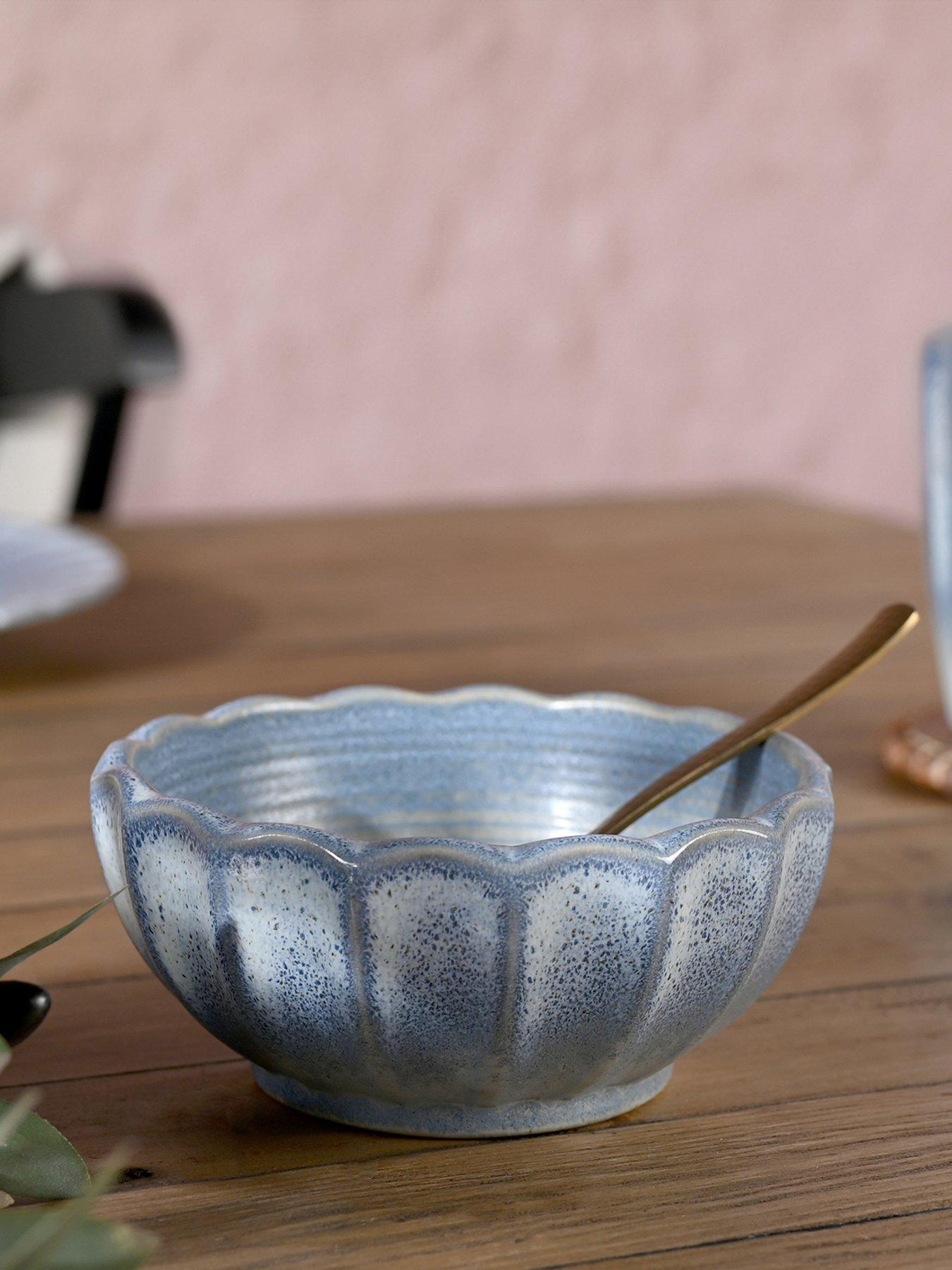 Product photograph of Hestia Scalloped Set Of 4 Bowls - Blue from very.co.uk