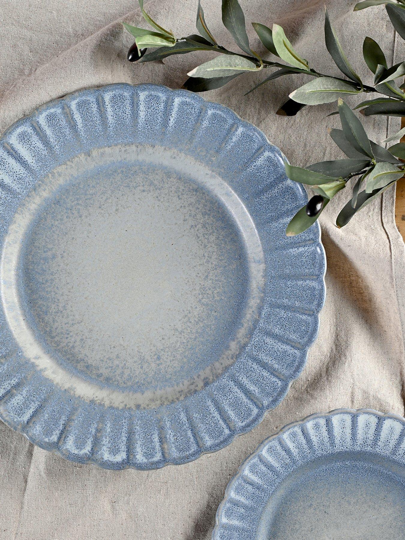 Product photograph of Hestia Scalloped Set Of 4 Side Plates - Blue from very.co.uk