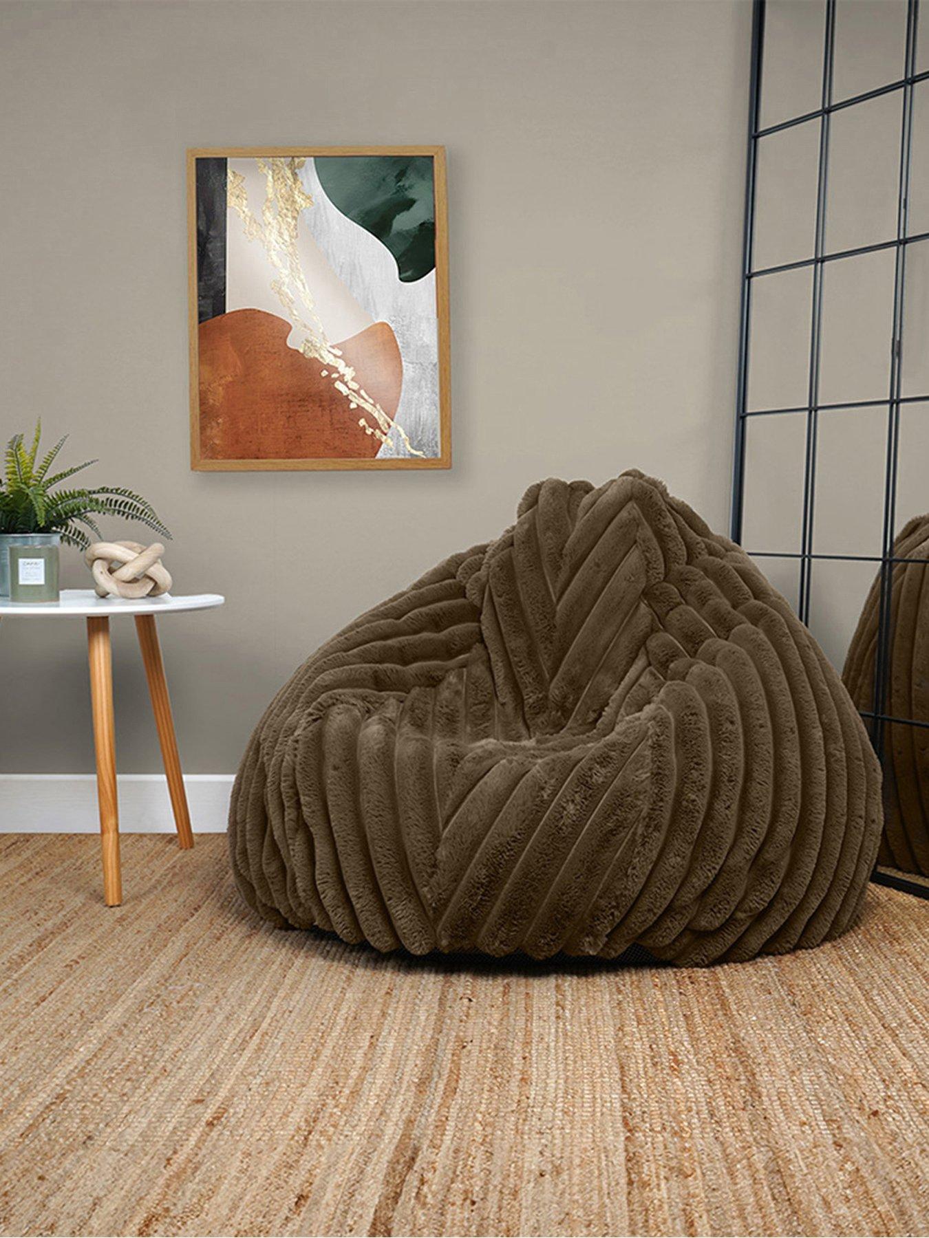 Image 1 of 2 of rucomfy Ribbed Faux Fur Beanbag- Chocolate